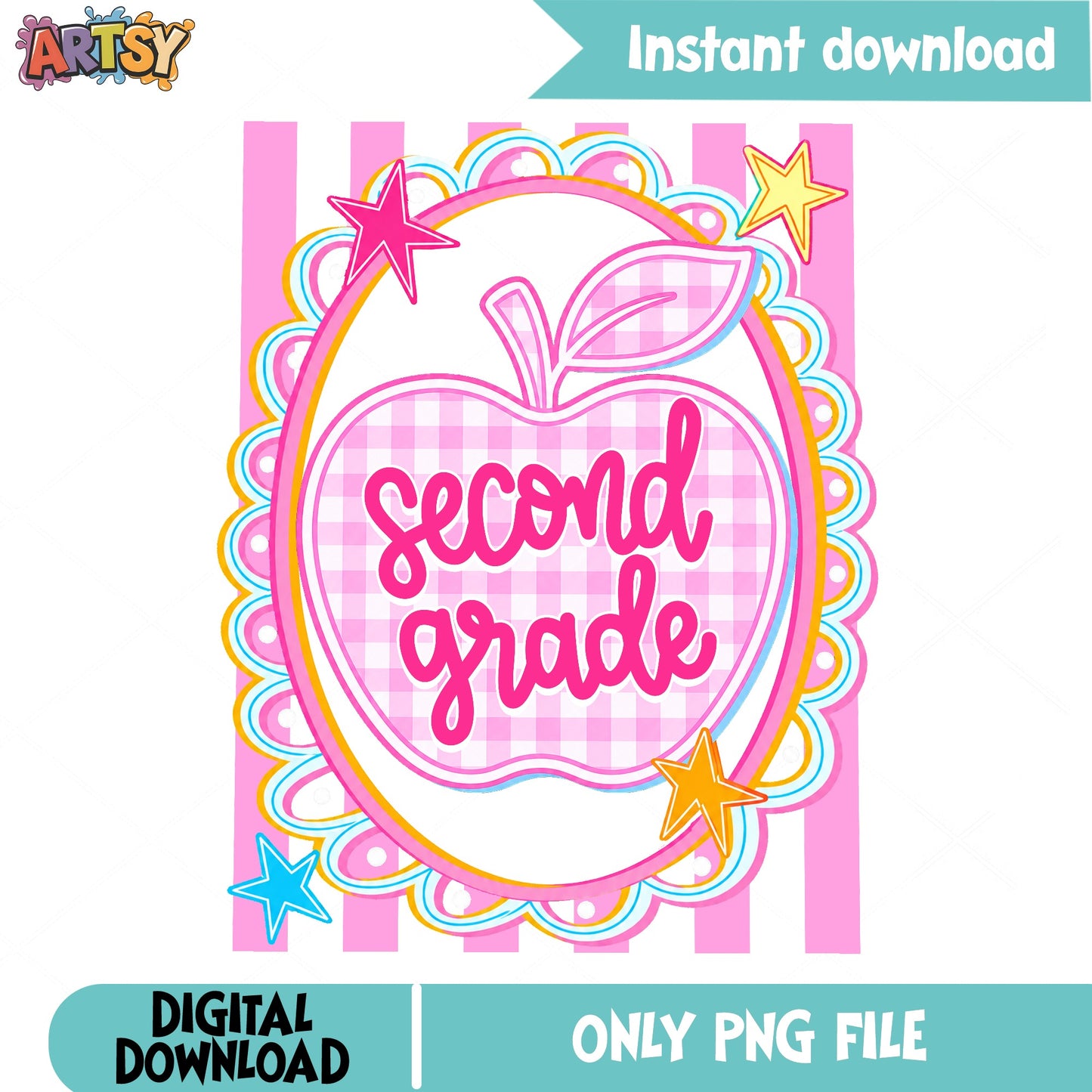 Second Grade Apple PNG, Back To School PNG, Teacher PNG