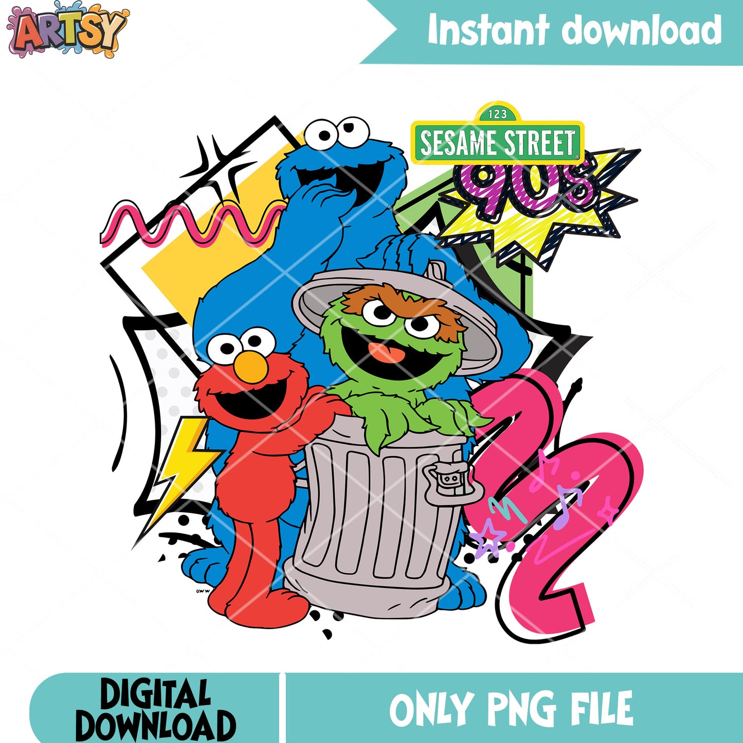 Sesame Street 90s png, Elmo png, cookie monster png