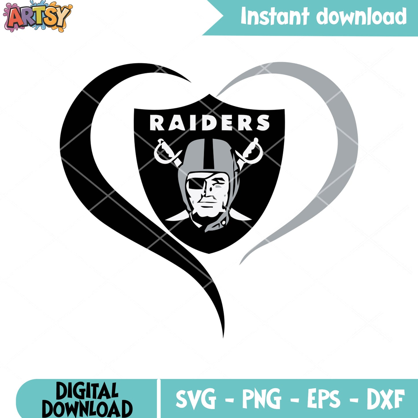 Shield raiders swirl heart svg, oakland raiders svg, nfl teams svg,