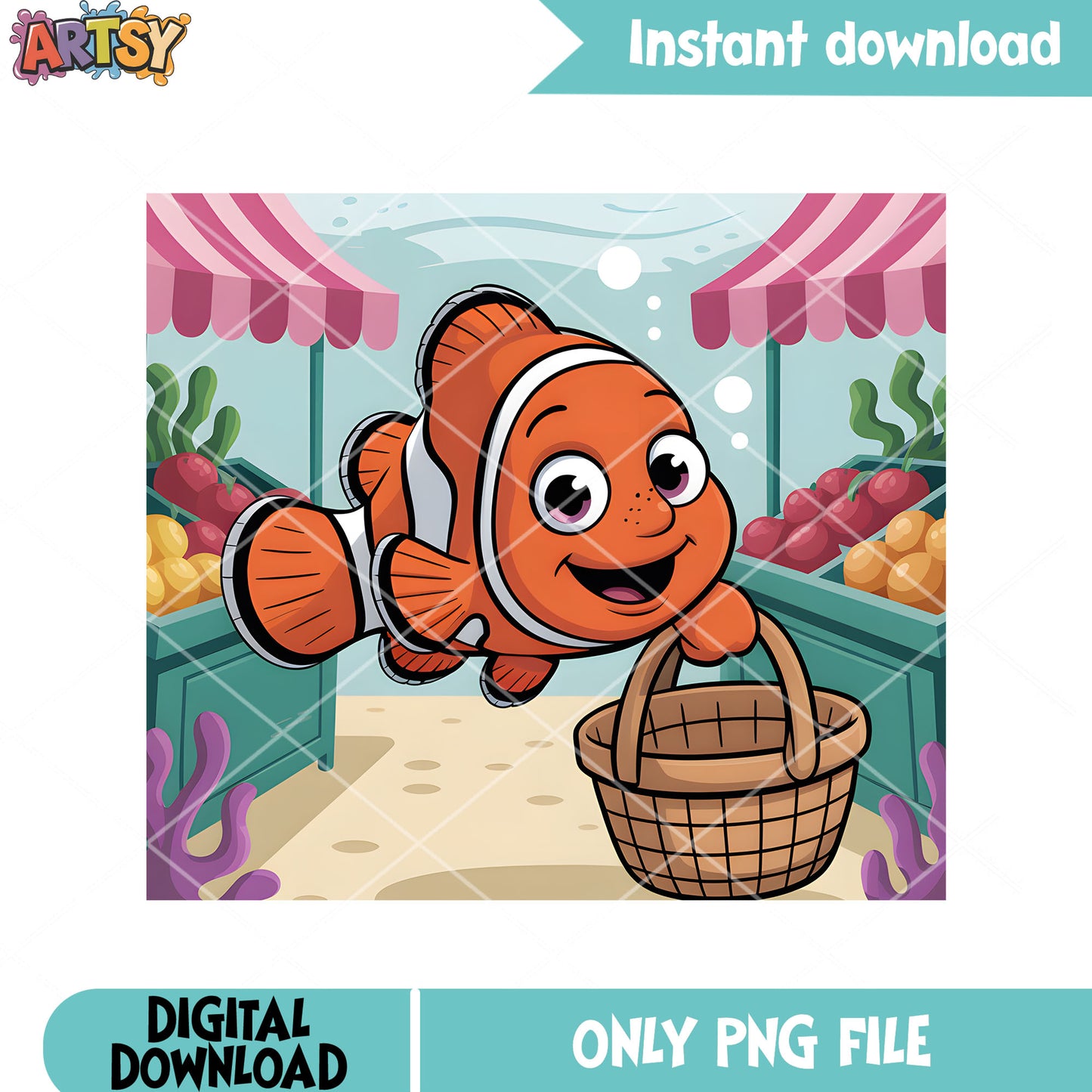 Shopping with nemo png, clownfish nemo png, finding nemo png