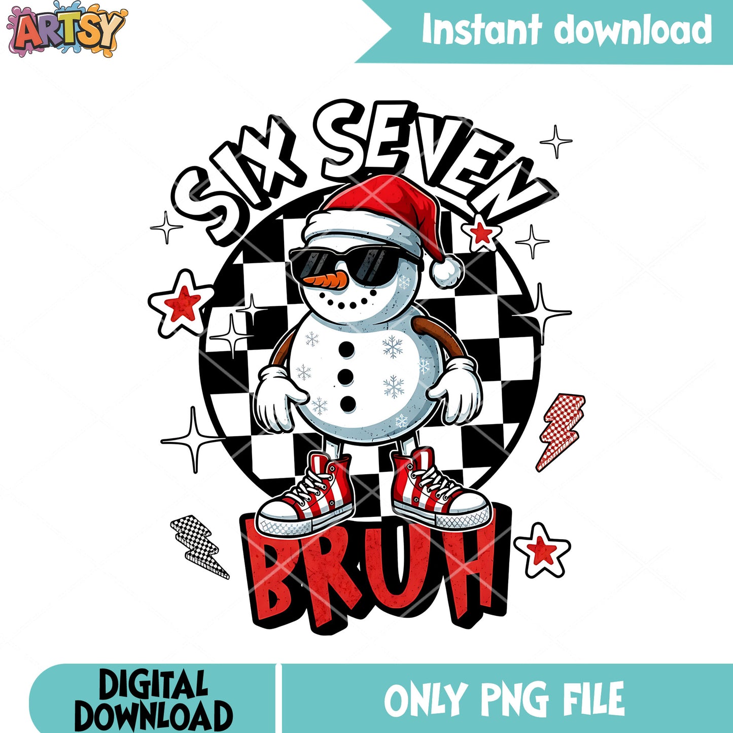 Six seven snowman png, christmas decor png, santa claus costume png