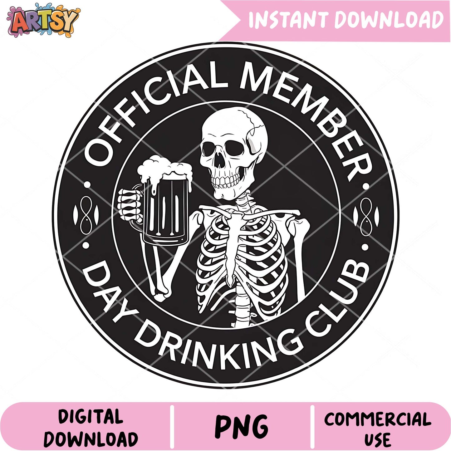 Skeleton Drinking Club PNG Download