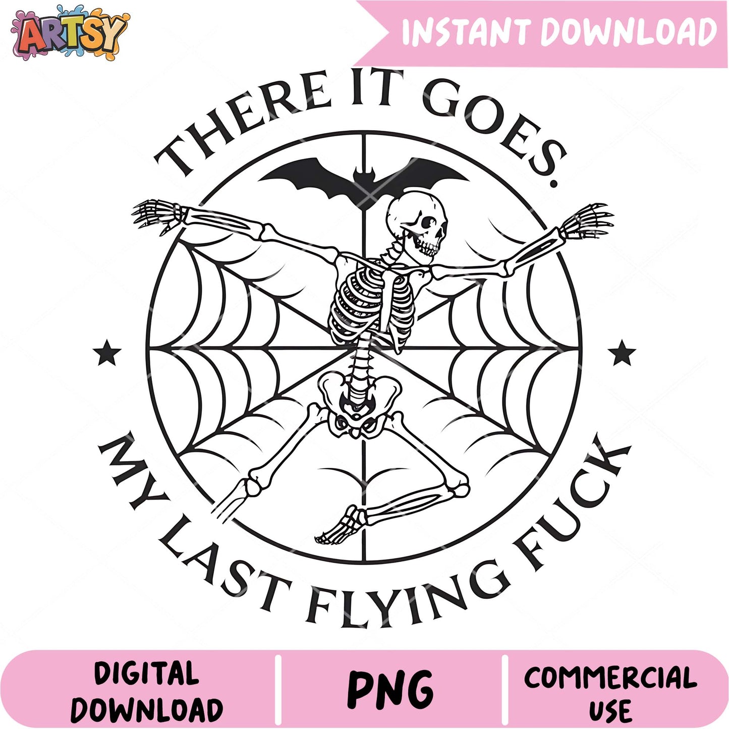 Skeleton Flying Halloween PNG Design
