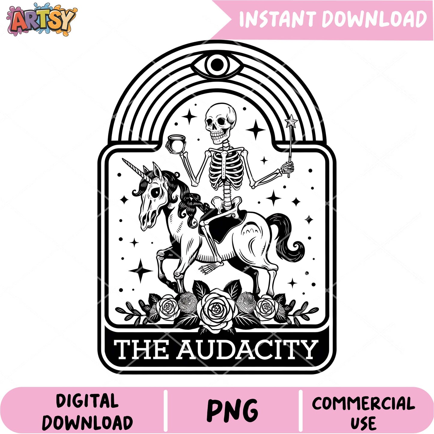 Skeleton Unicorn PNG Sublimation Design