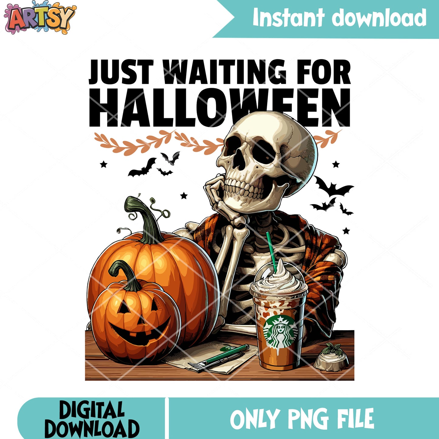 Skeleton costumes png, halloween scary png, starbucks png