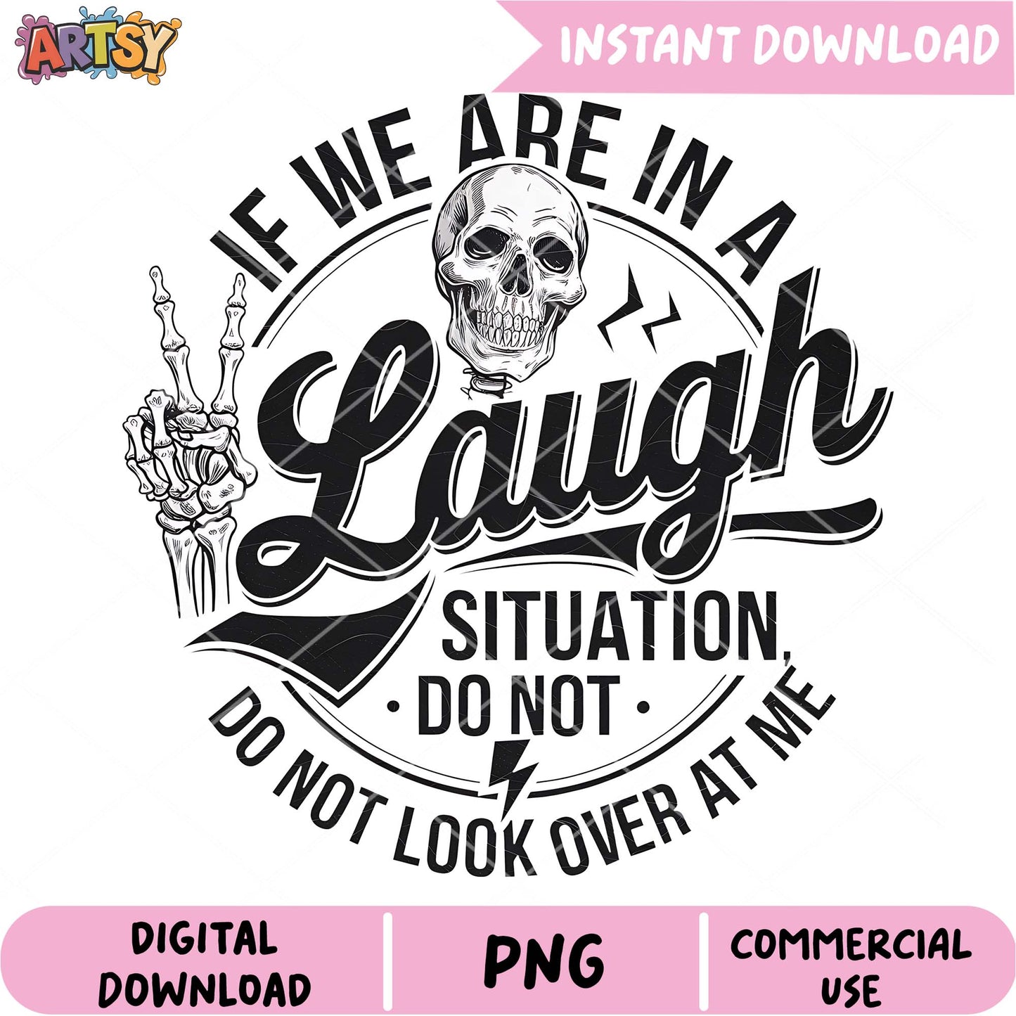 Skull Laugh PNG Instant Digital Download