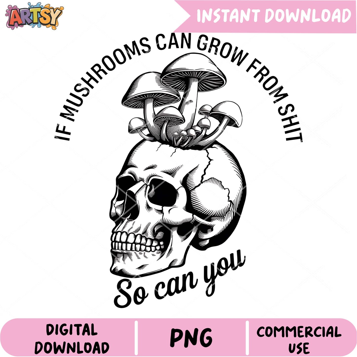 Skull Mushrooms PNG Instant Download