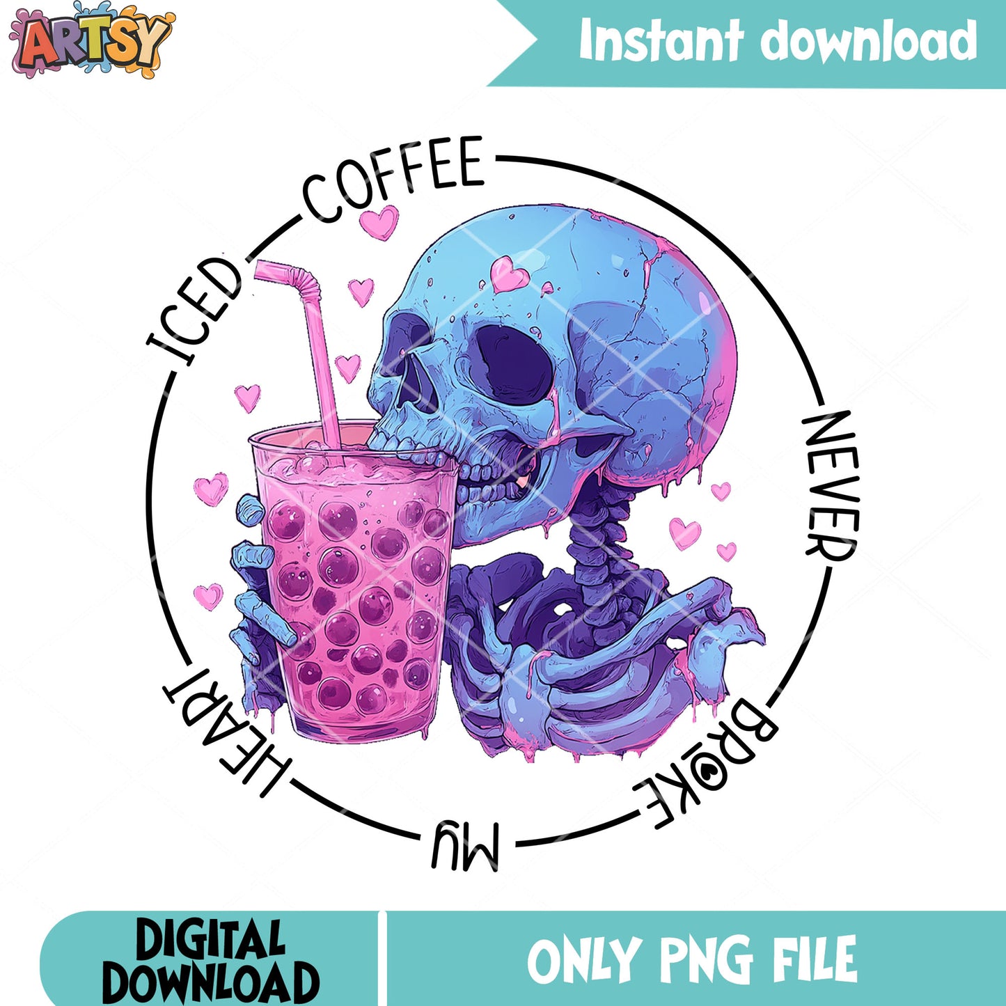 Skull coffee valentines png, skeleton love png, valentine coffee png