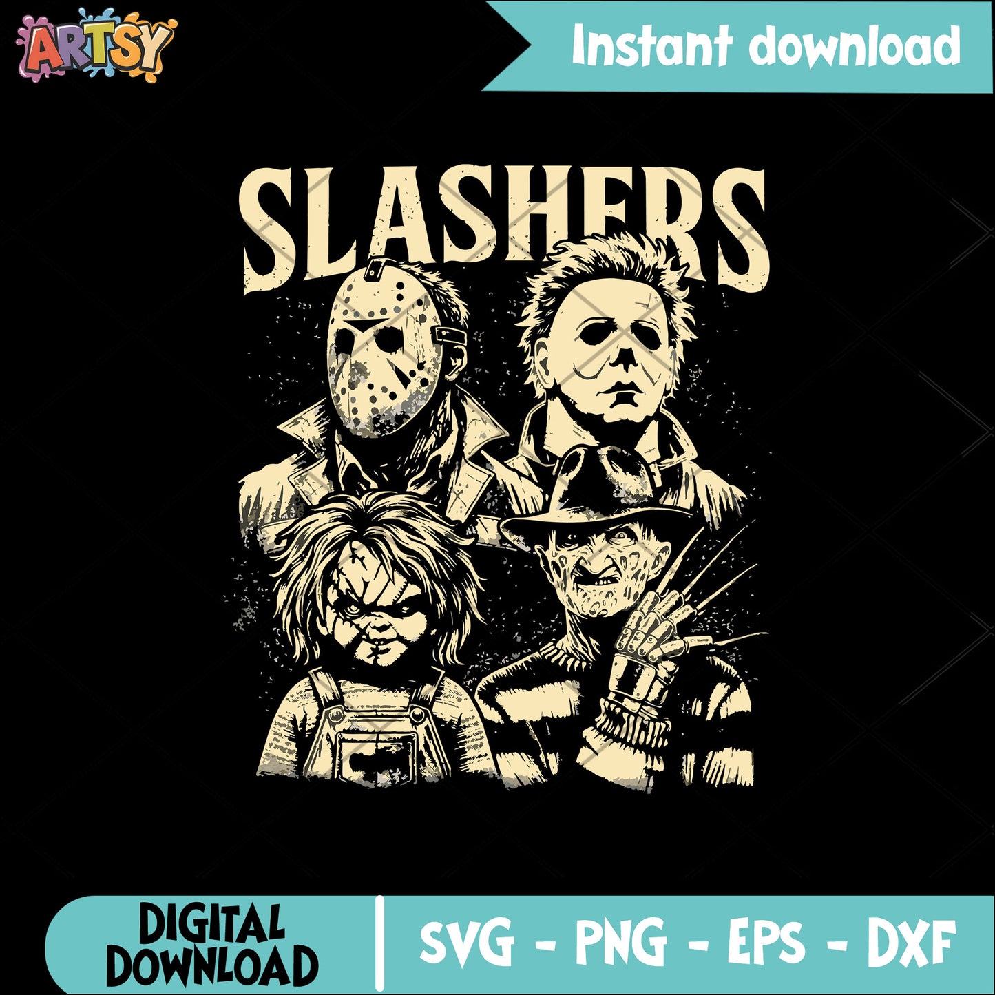 Slashers horror characters svg, horror movies svg, halloween horror svg