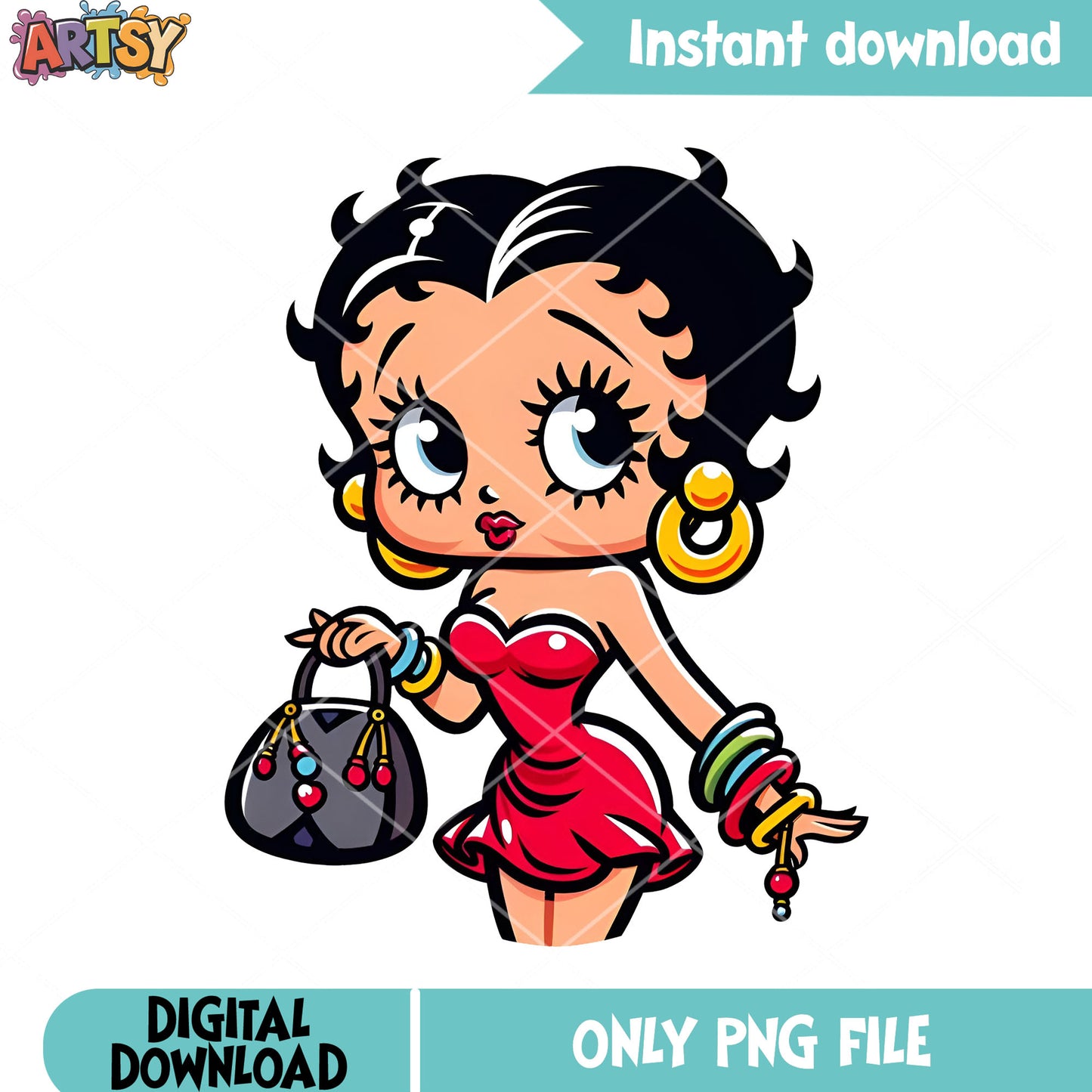 Slay betty boop vibes png, Dizzy Dishes png, cartoon character png