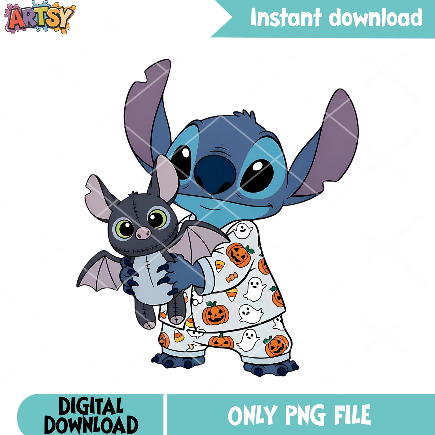 Sleeping costume png, scary bats doll png, happy halloween png