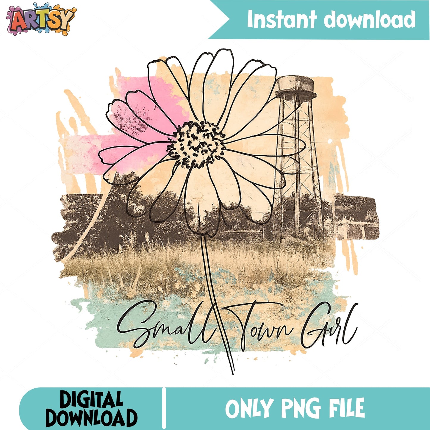 Small Town Girl PNG, Country Girl Wildflower PNG, Western PNG