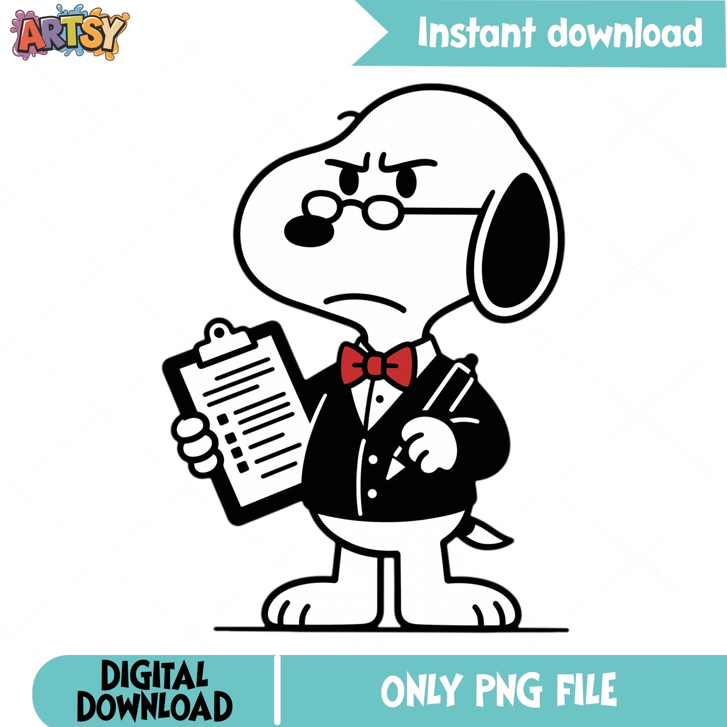 Snoopy Boss PNG, Peanuts Clipart, Funny Dog With Clipboard PNG
