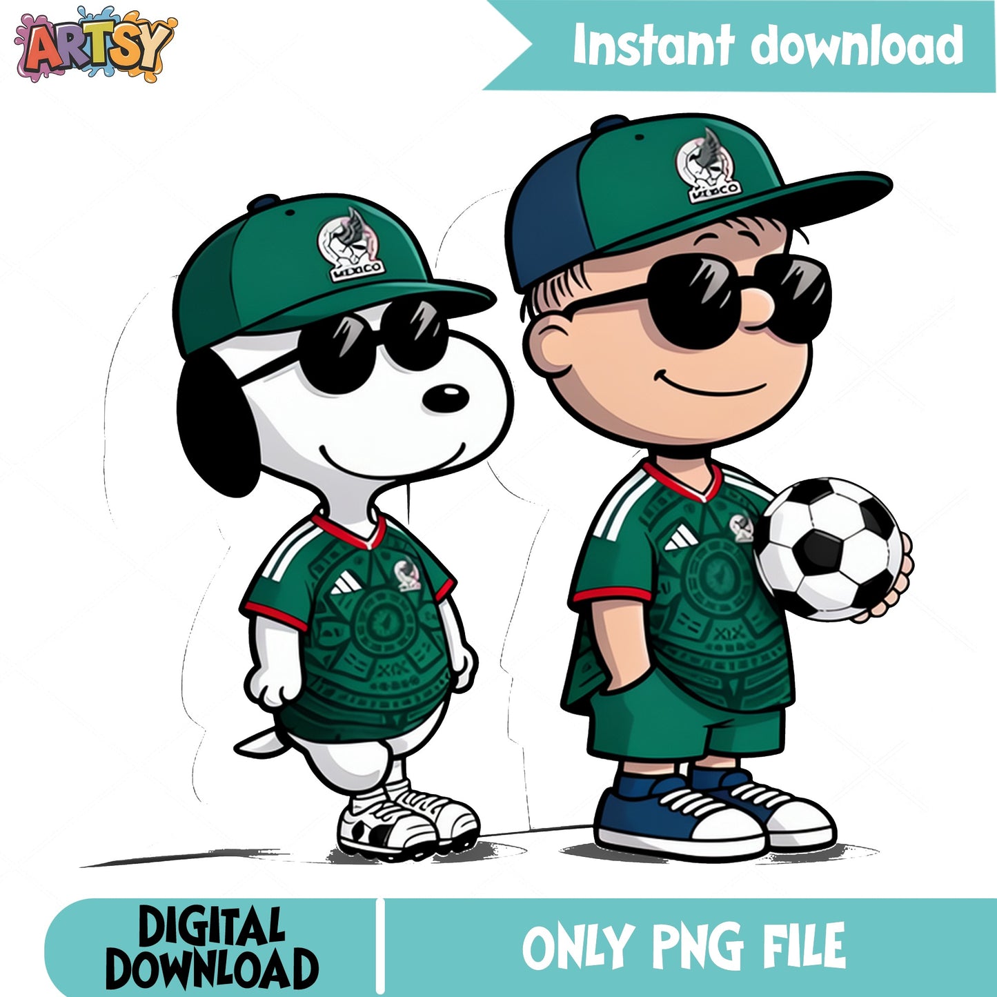 Snoopy Charlie Brown Mexico Soccer PNG, Peanuts Football PNG, Mexico Team PNG