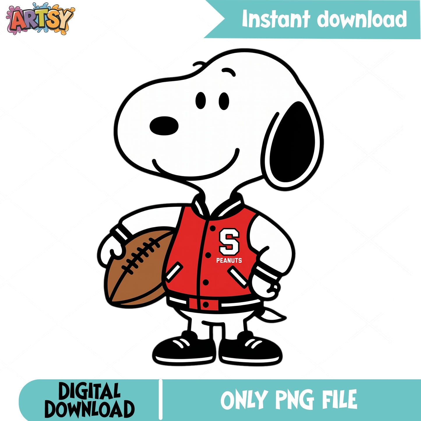 Snoopy Football PNG, Peanuts Sports Clipart, Instant Download PNG
