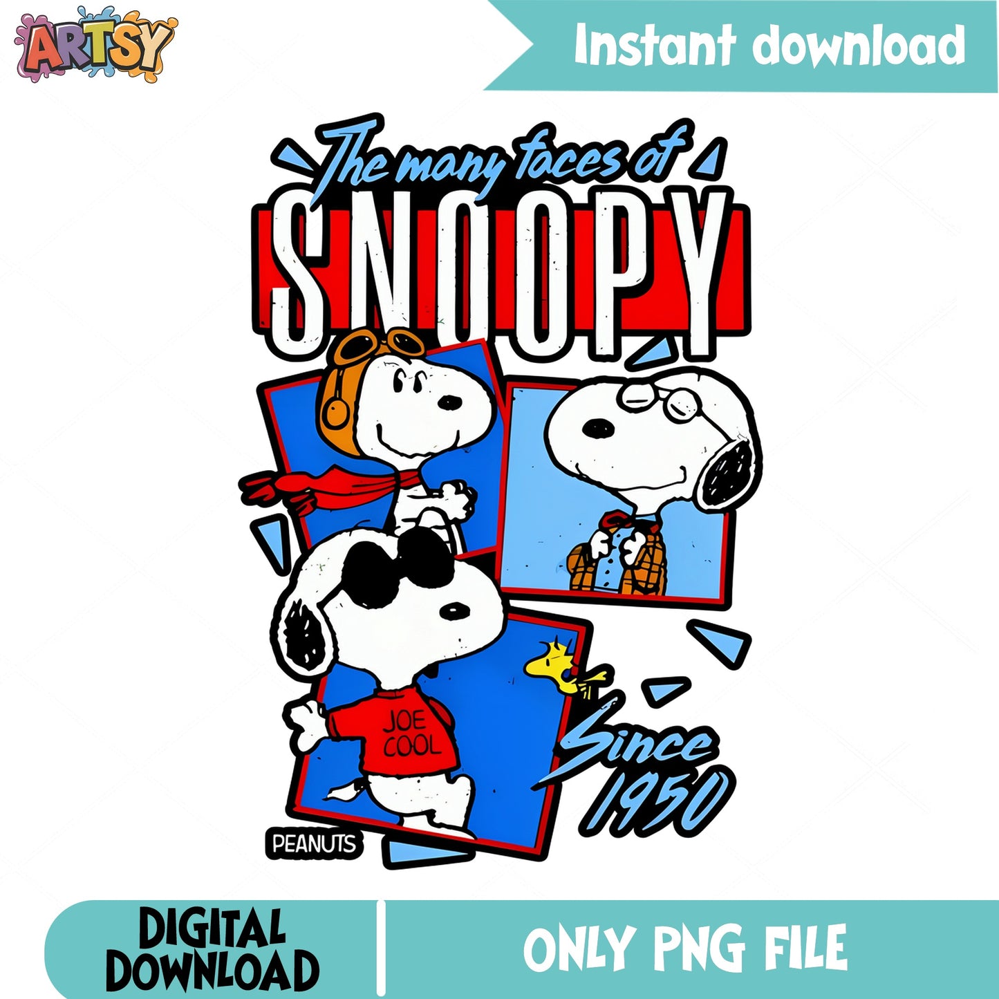 Snoopy Many Faces Peanuts PNG, Joe Cool Woodstock PNG, Retro Snoopy PNG
