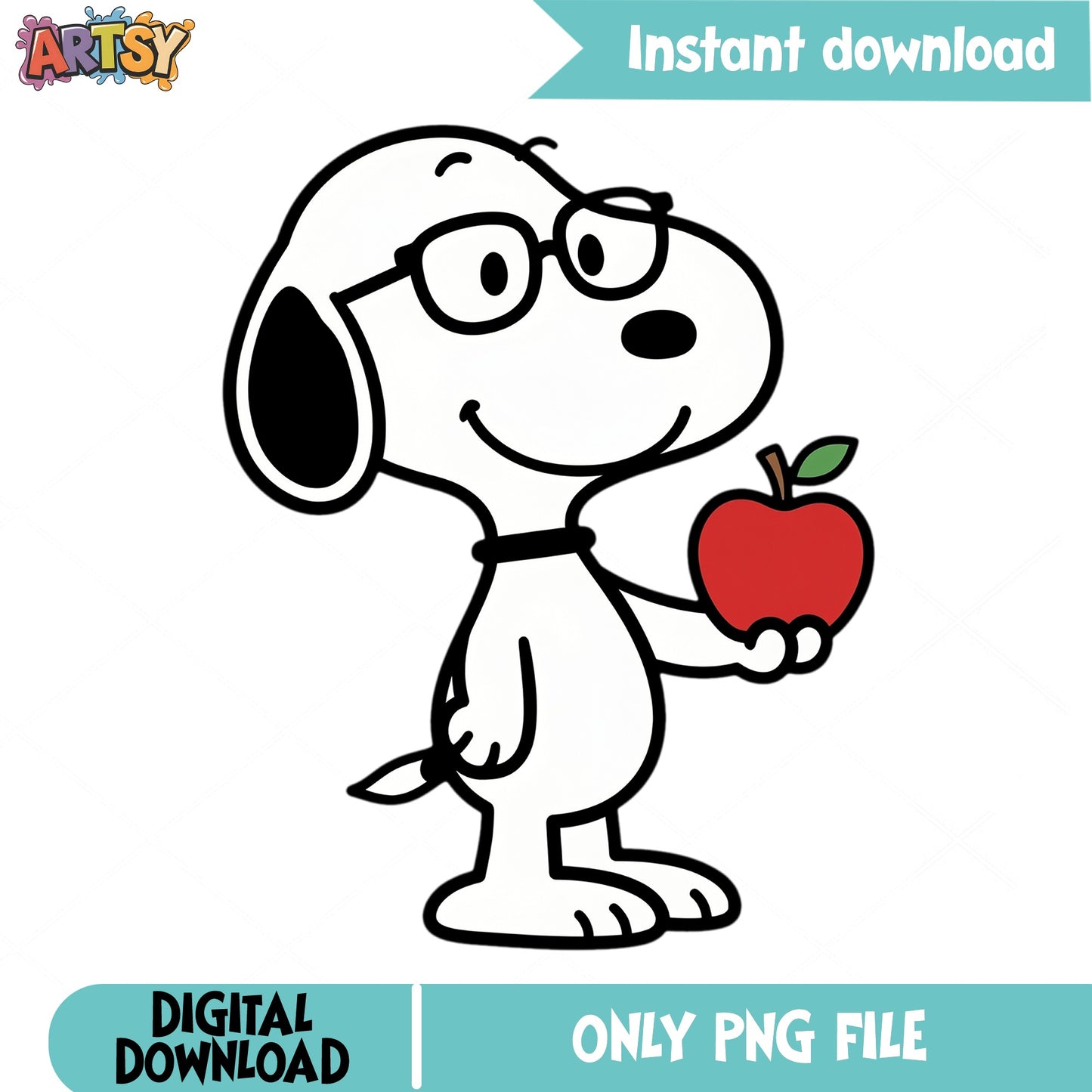 Snoopy Teacher With Apple PNG, Back To School PNG, Peanuts PNG