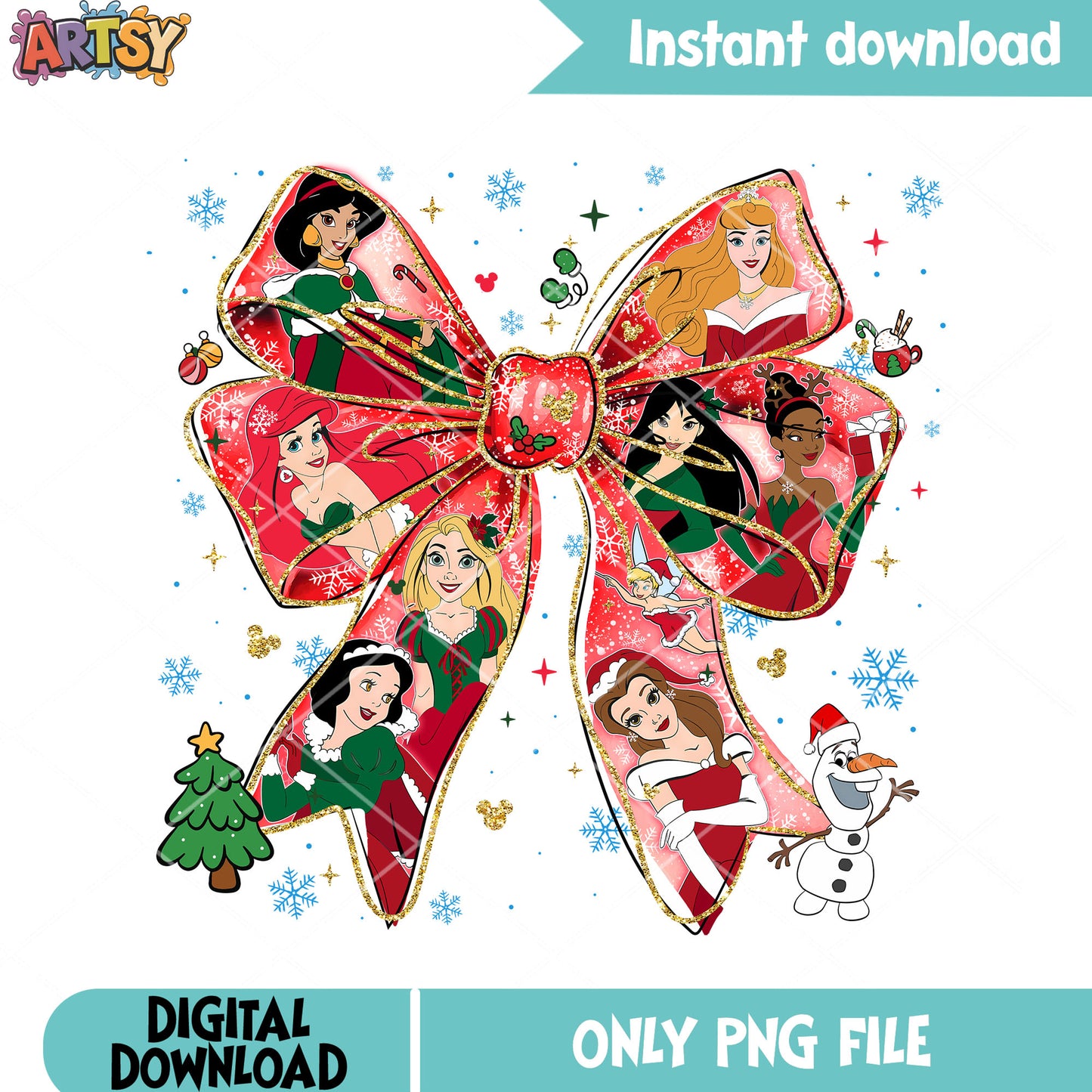 Snowman decor princess t png, red bow png, bow big christmas png