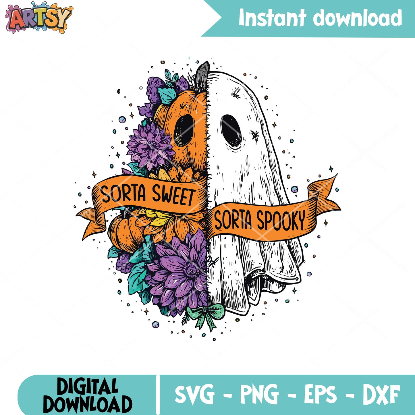 Sorta sweet spooky ghost svg, spooky ghost svg, spooky pumpkin svg