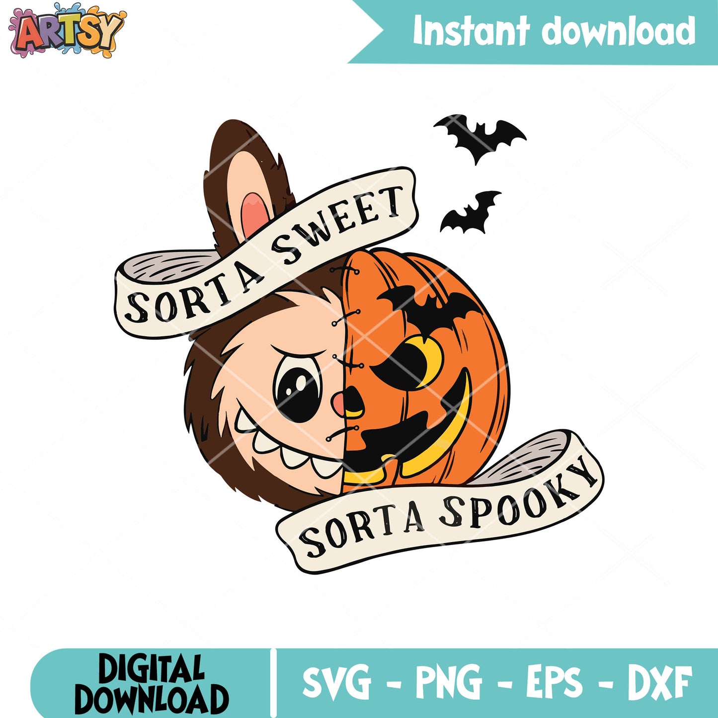 Sorta sweet spooky svg, labubu halloween svg, labubu pumpkin svg