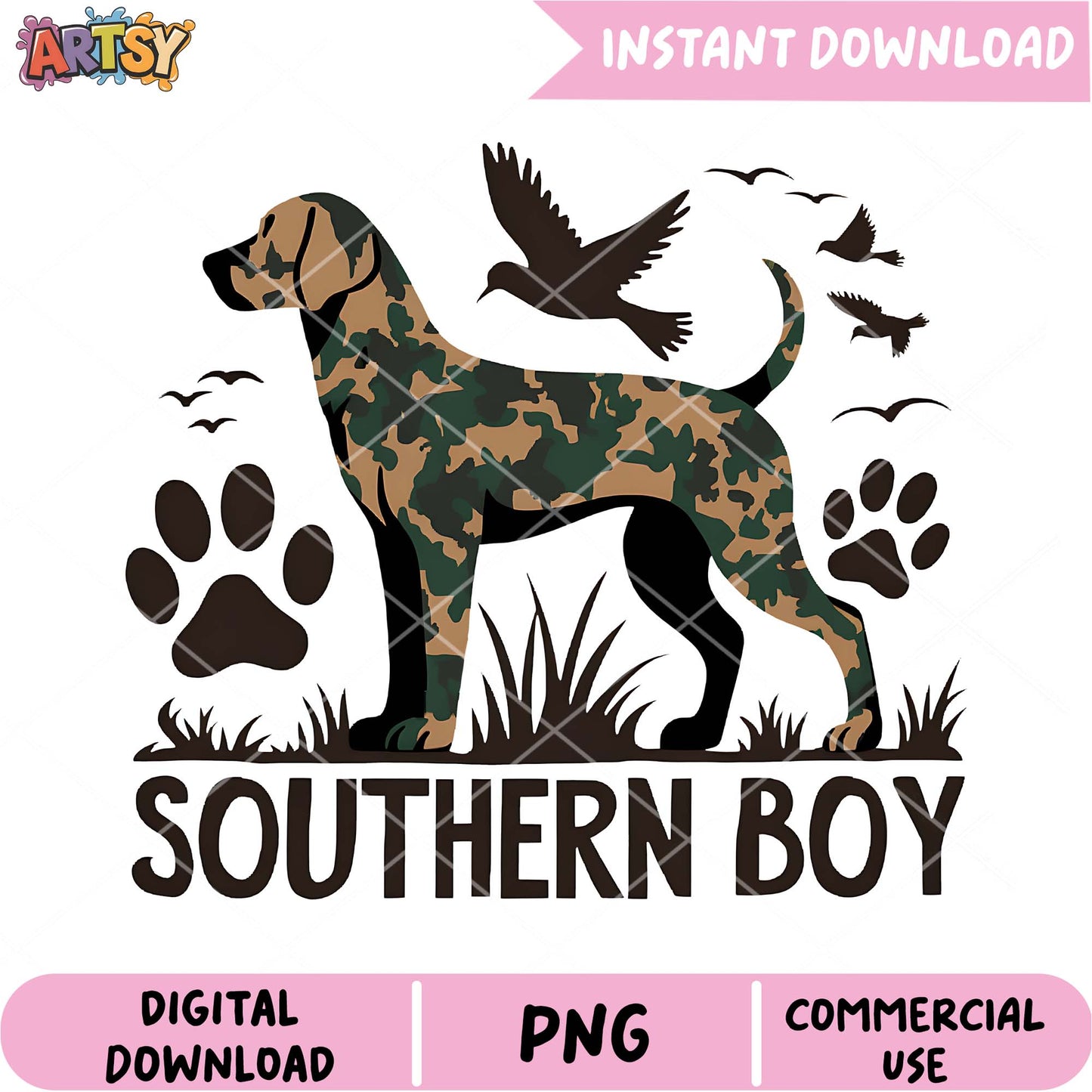 Southern Boy Camo Dog PNG Download