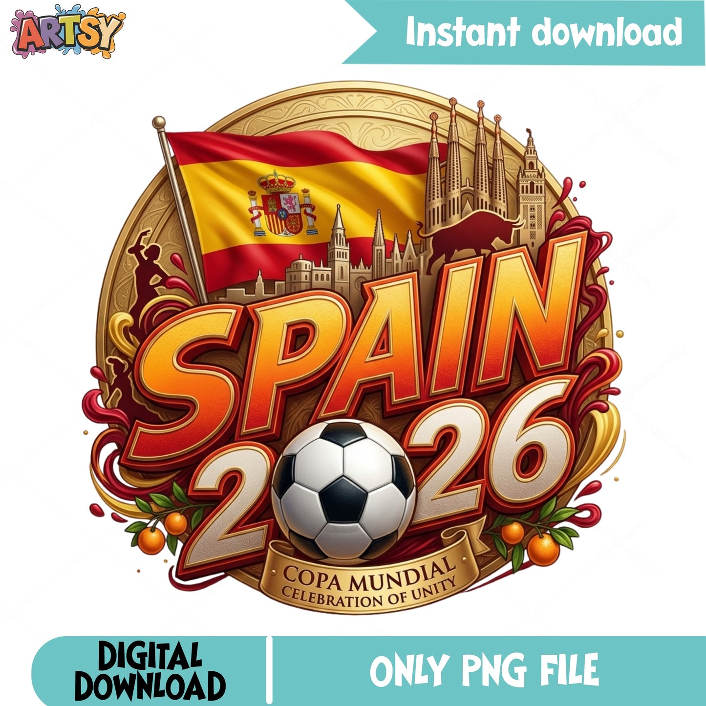 Spain 2026 World Cup PNG, Copa Mundial Soccer PNG, Football PNG