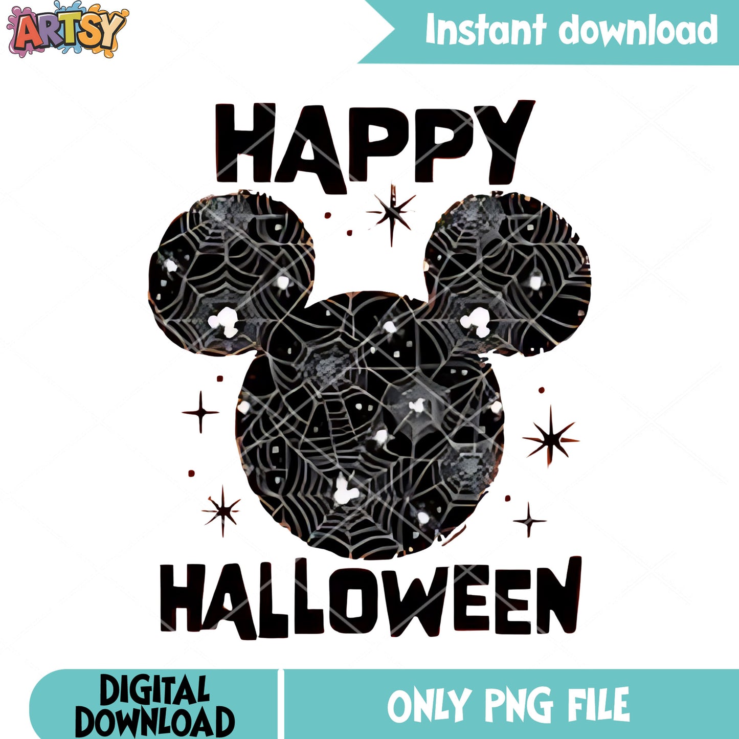 Spider web mickey png, happy halloween png, disney character png