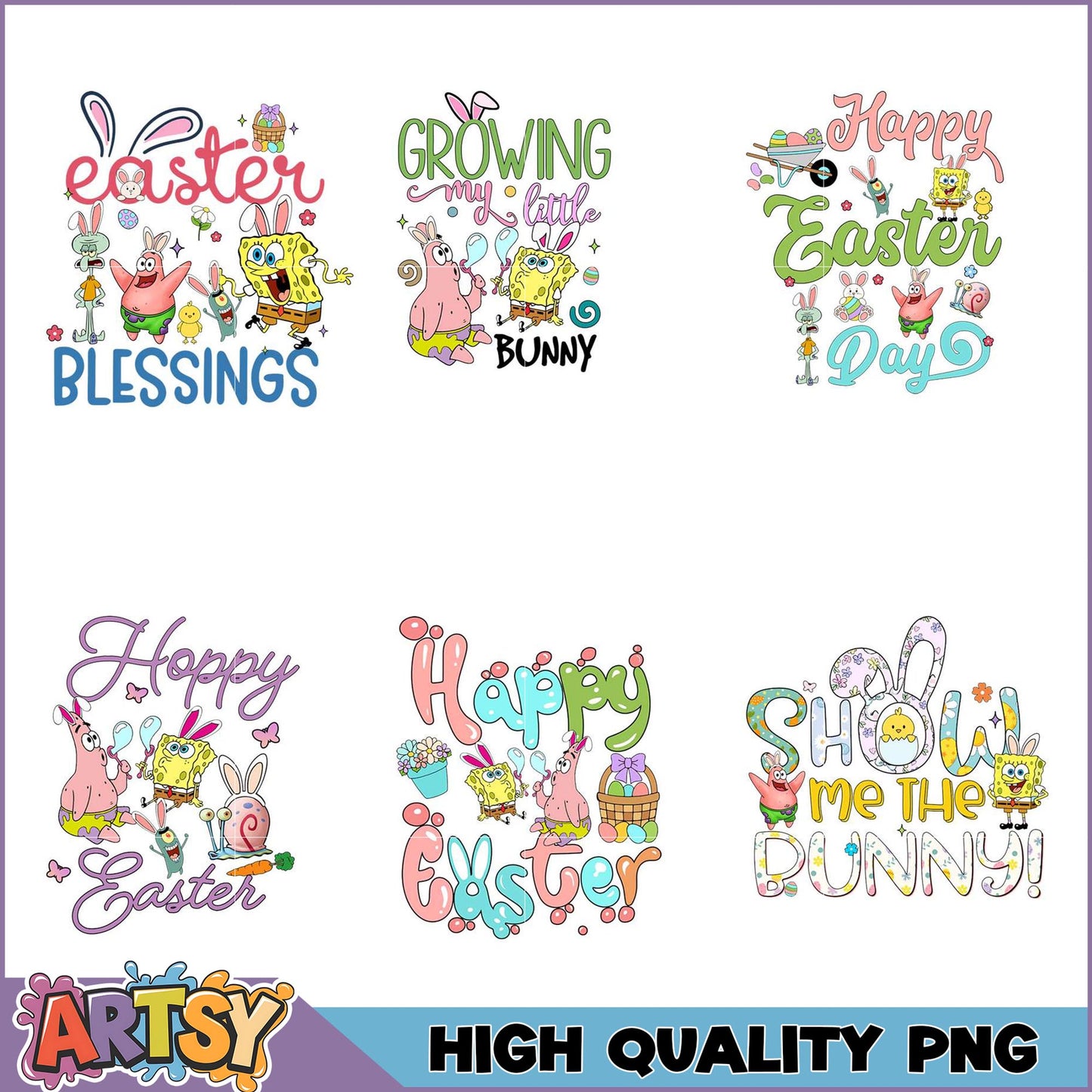 SpongeBob Easter PNG Bundle High Quality Designs