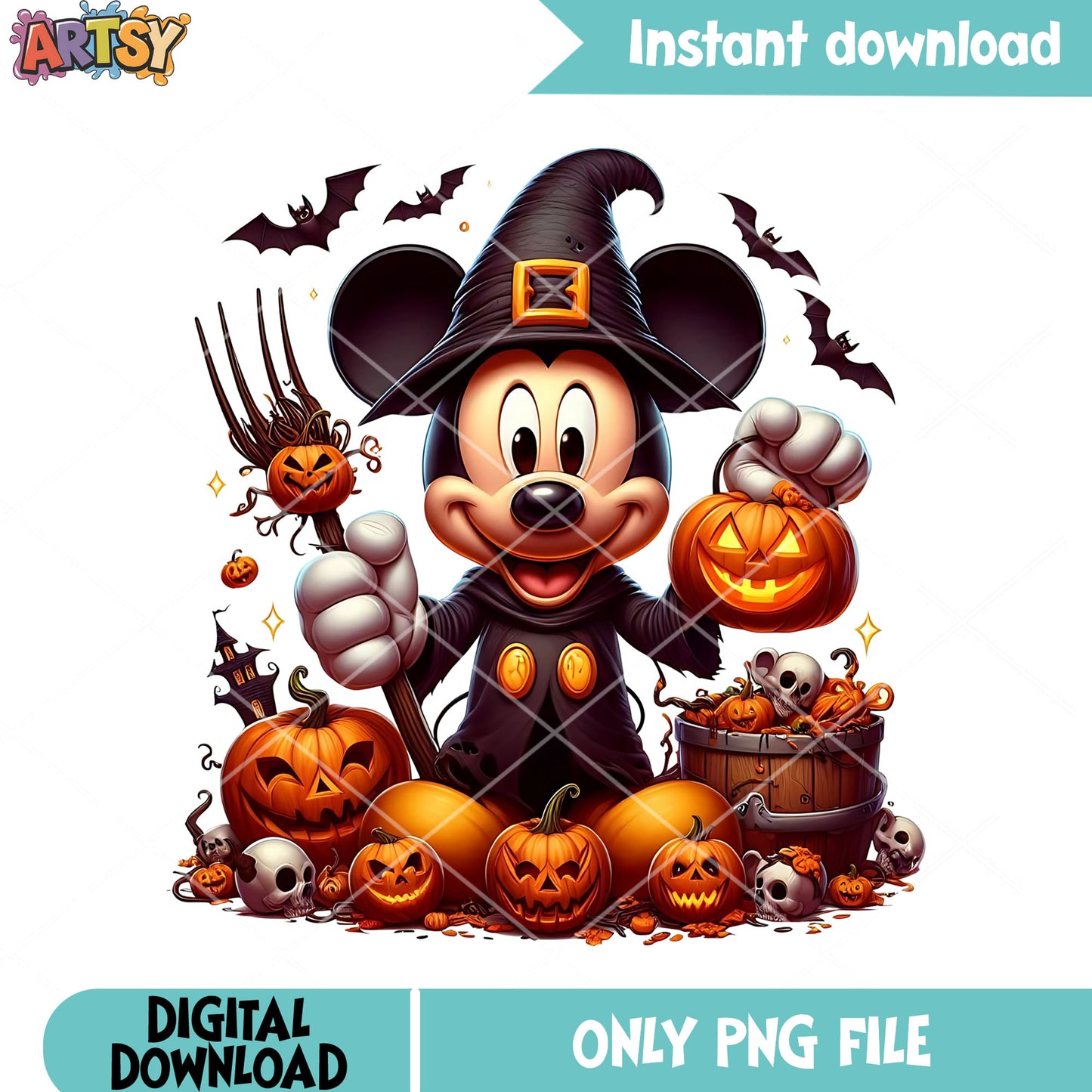 Spook mickey mouse png, scary bats png, spooky halloween png