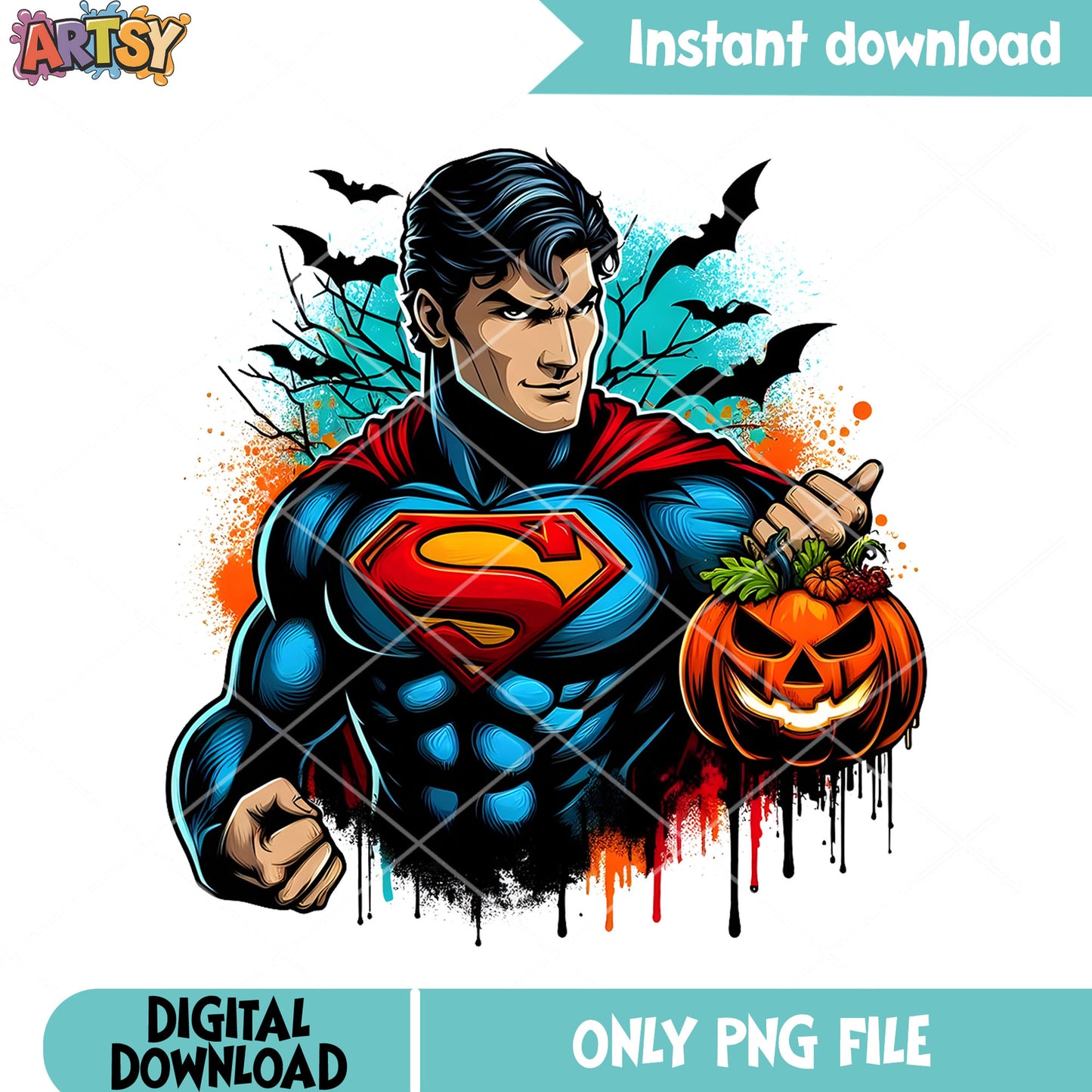 Spooky Kal el pumpkinpng, halloween dc comics png, jack o lantern png