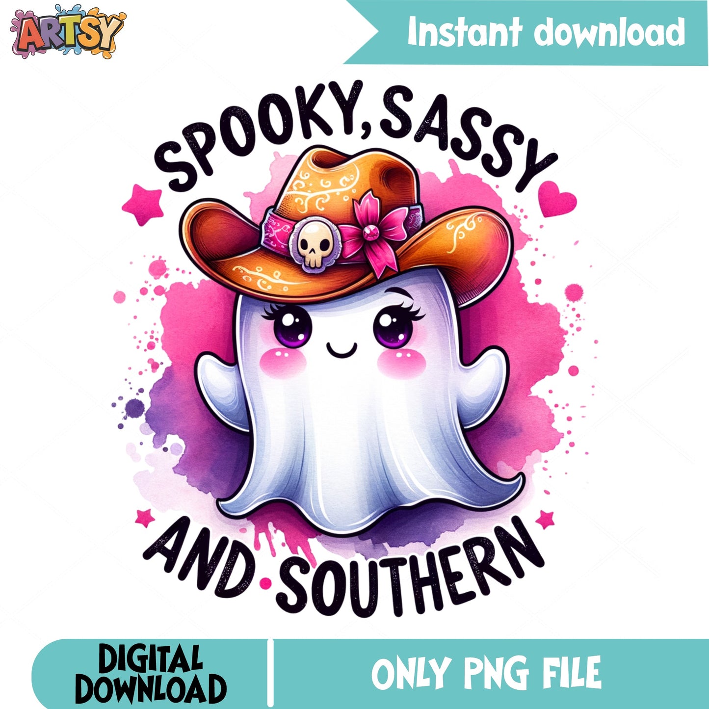 Spooky Sassy And Southern Ghost PNG, Cowboy Ghost PNG, Halloween PNG
