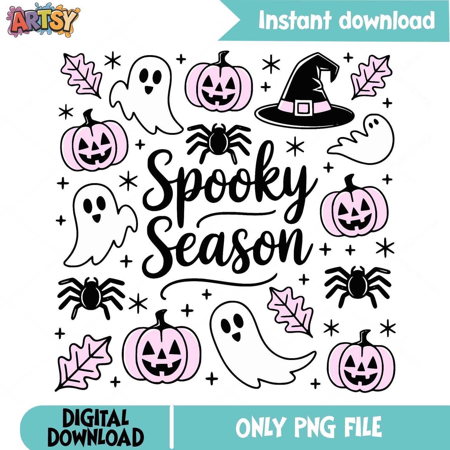 Spooky Season PNG, Halloween Ghost Pumpkin PNG, Witch PNG