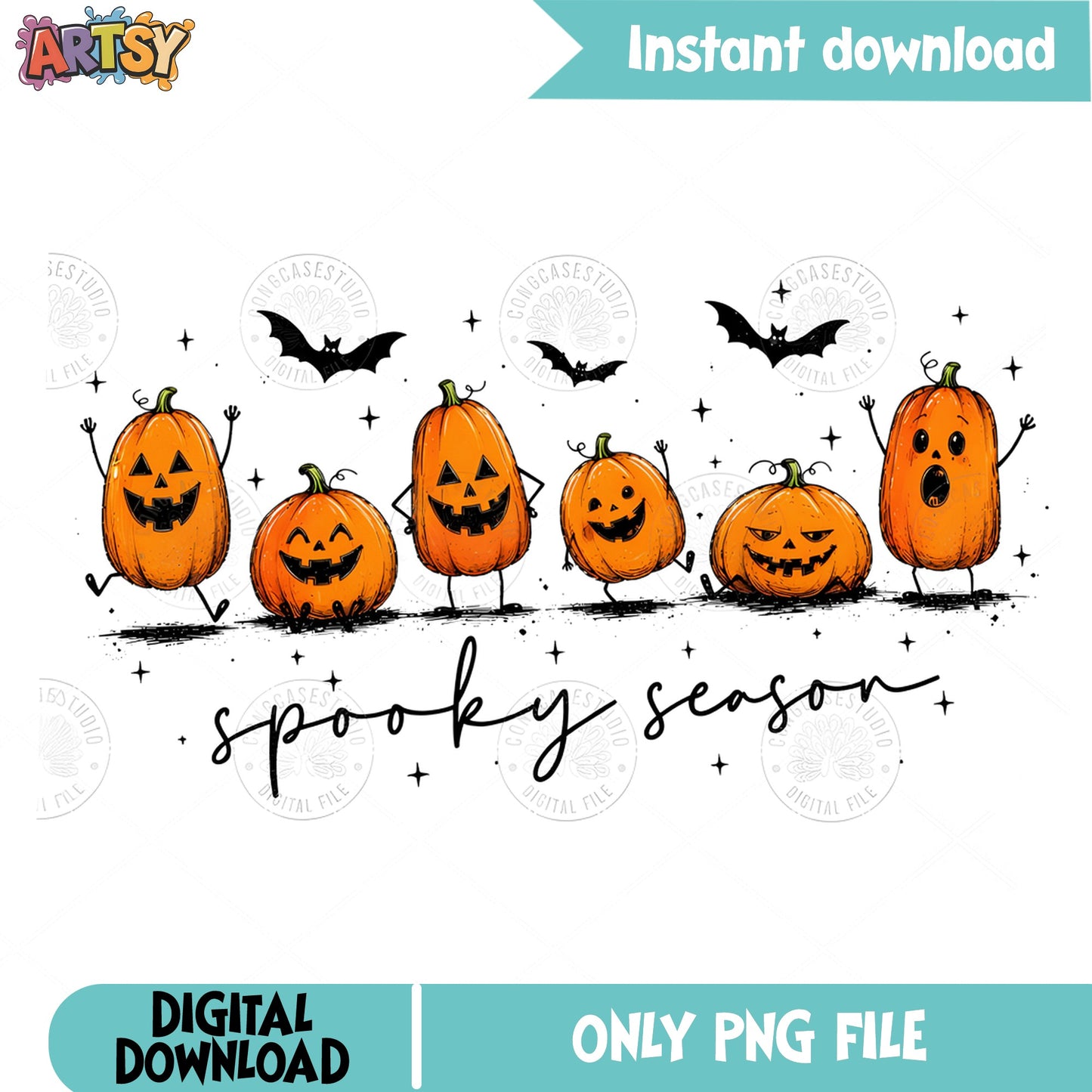 Spooky Season Pumpkin PNG, Halloween Jack O Lantern PNG, Fall PNG
