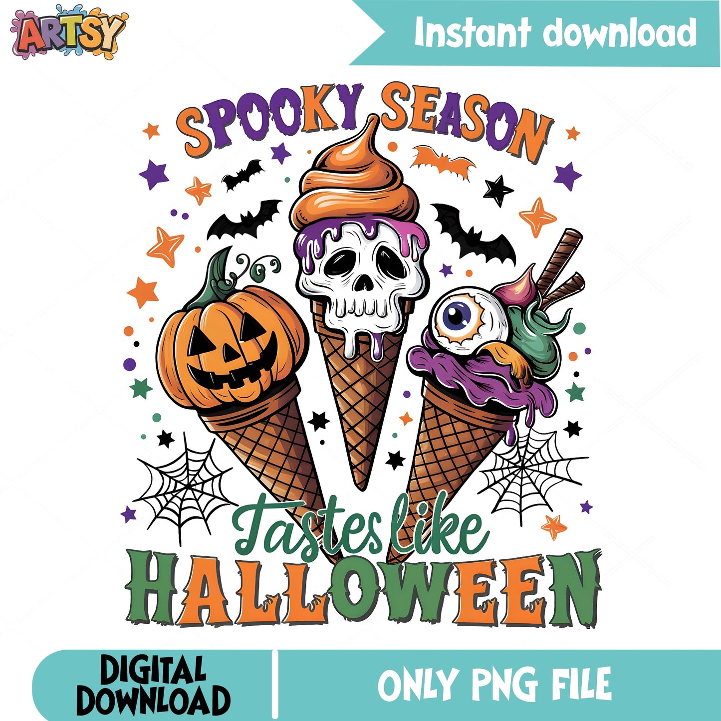 Spooky Season Tastes Like Halloween PNG, Ice Cream PNG, Halloween PNG