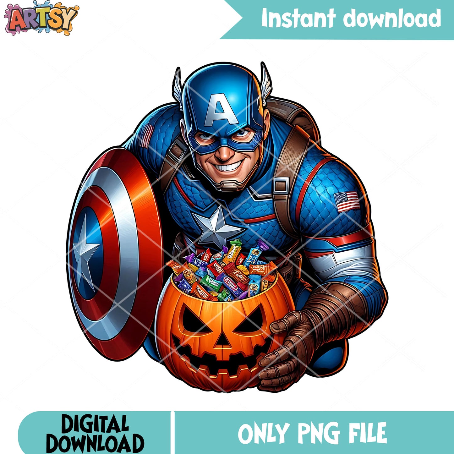 Spooky captan america png, jack o lantern png, marvel halloween png