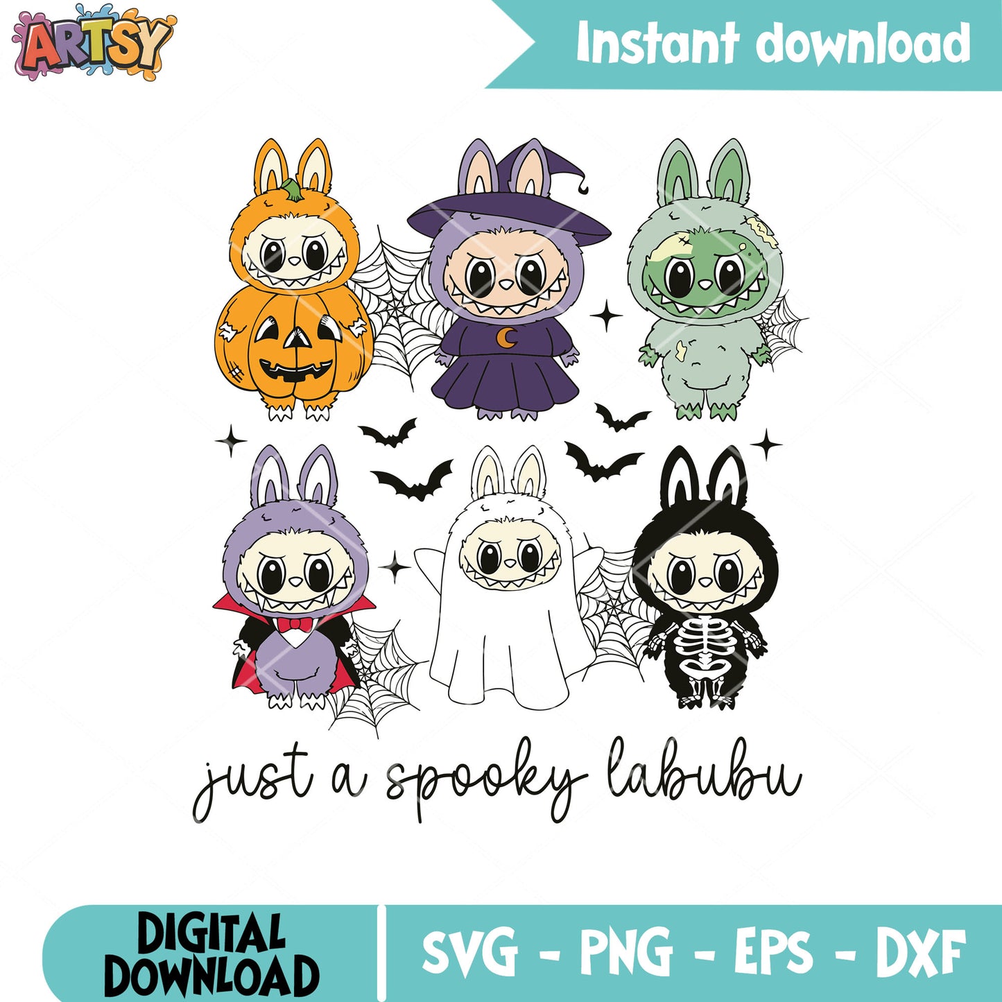 Spooky labubu horror svg, spooky labubu svg, labubu halloween svg