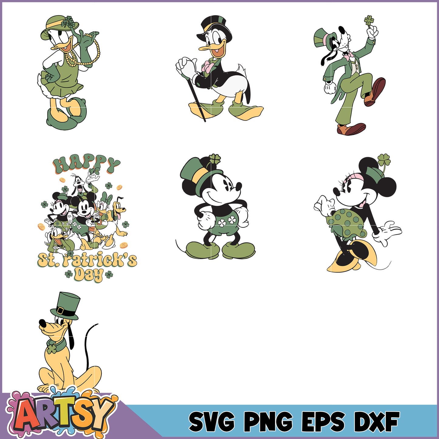 St Patricks Day SVG Bundle with Disney Characters Designs