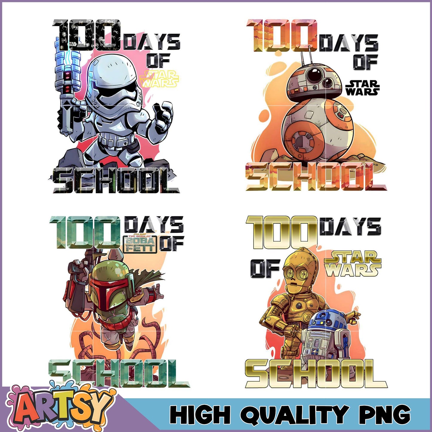 Star Wars 100 Days of School PNG Bundle