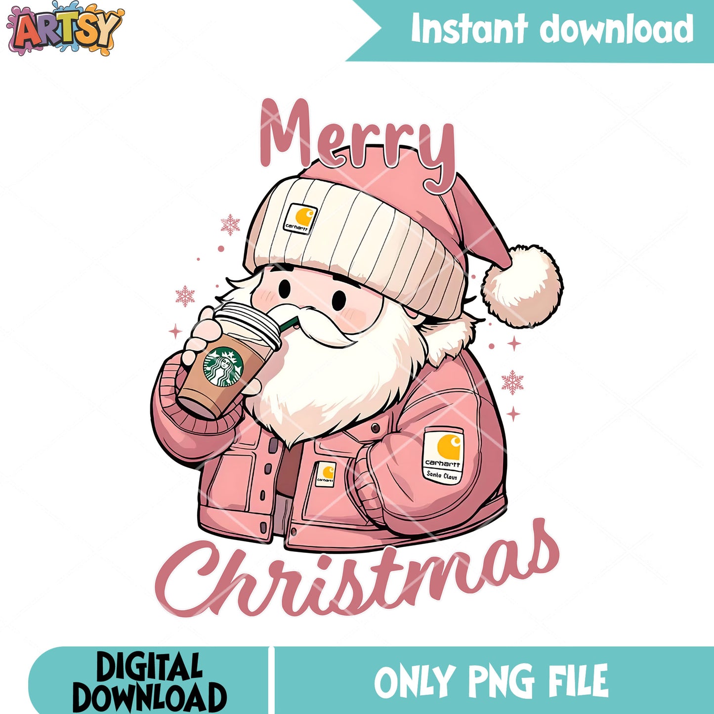 Starbuck santa xmas png, santa claus png, christmas coffee png