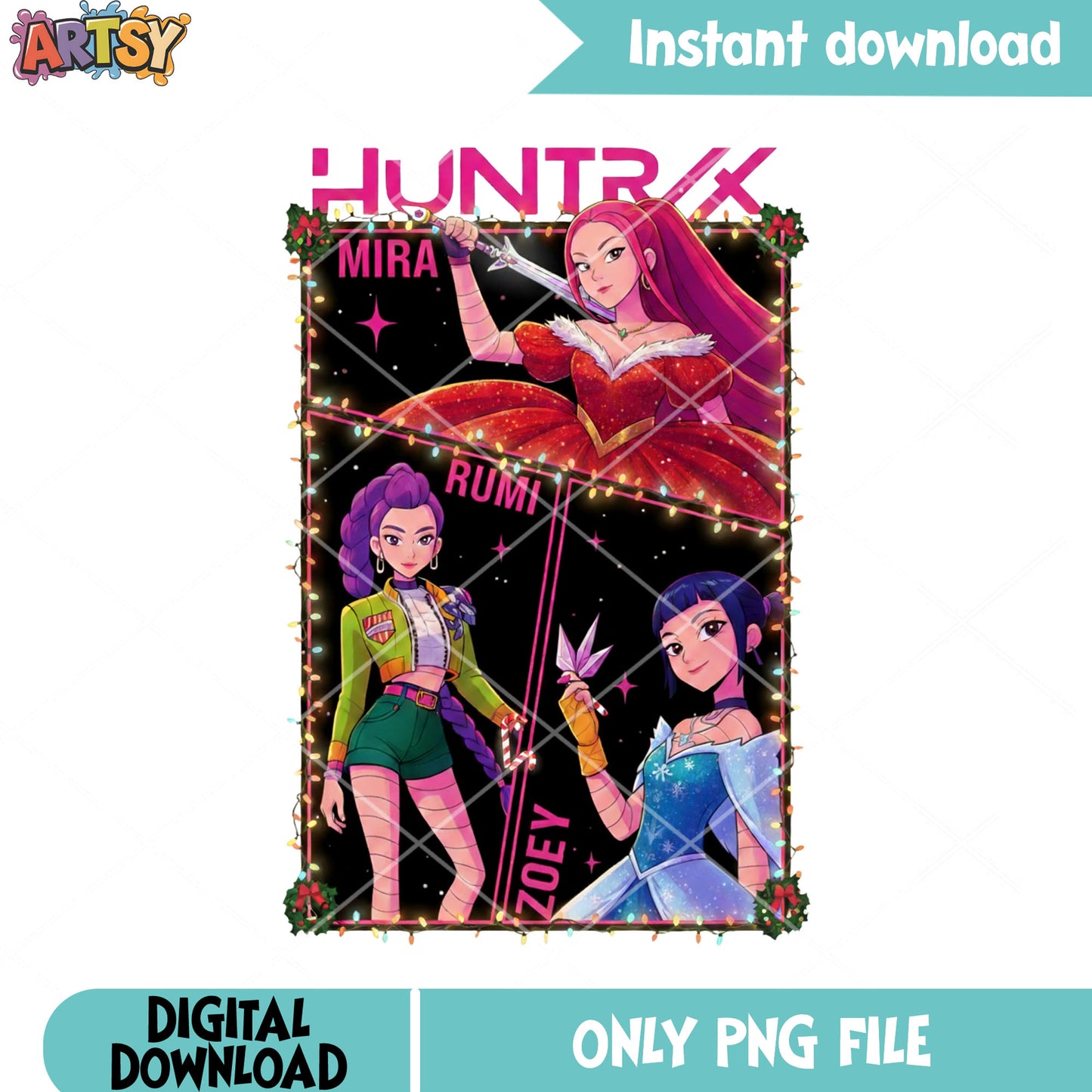 Starry night hutrix noel png, mira huntrix png, kpop demon hunters png