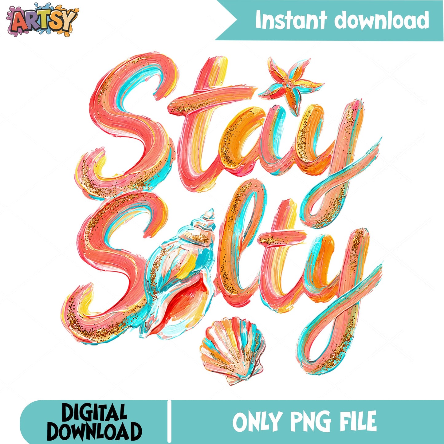 Stay Salty Beach PNG, Summer Seashell Design, Beach Life PNG