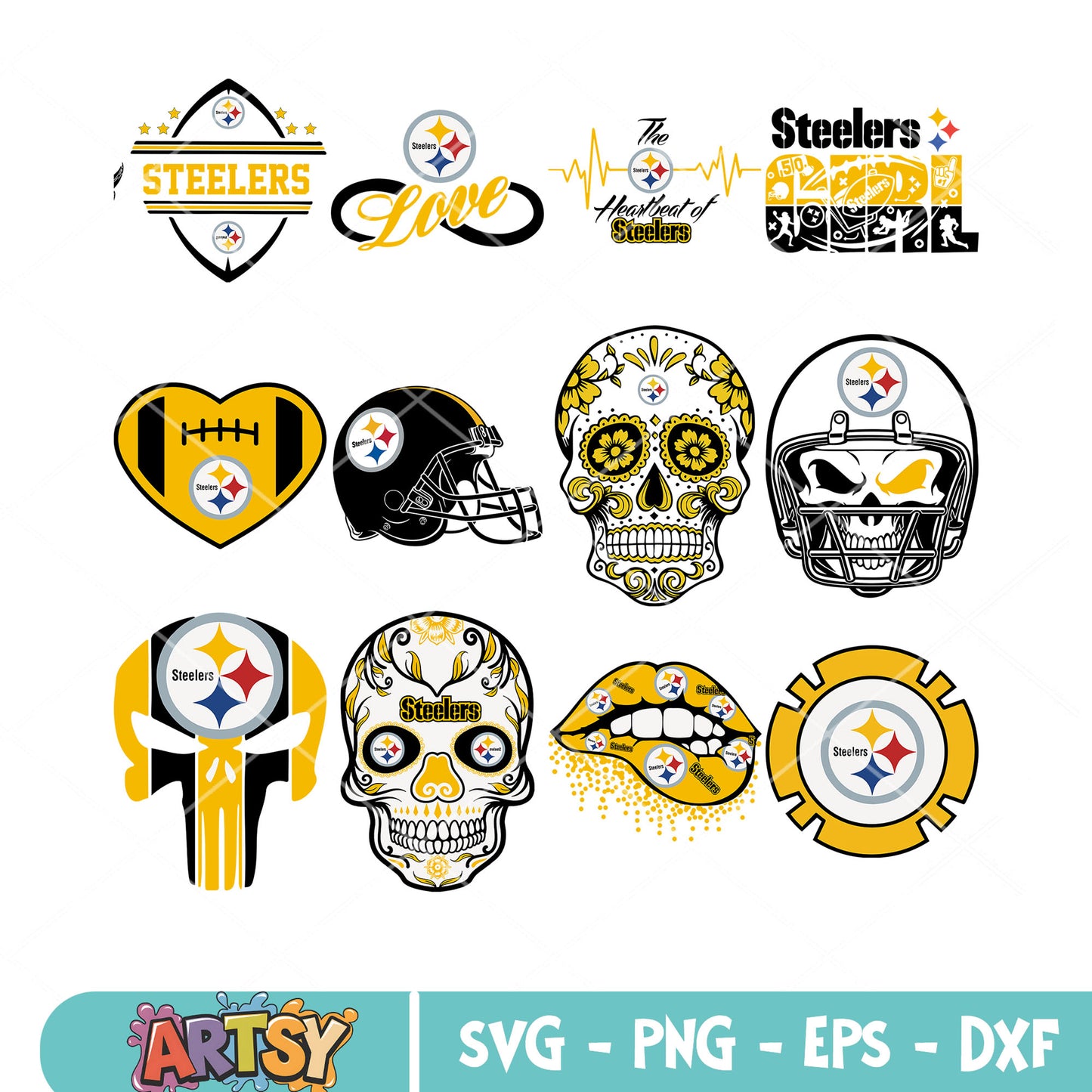 Steeler girl bundle svg, pittburgh steelers svg, mexican dead day skull svg