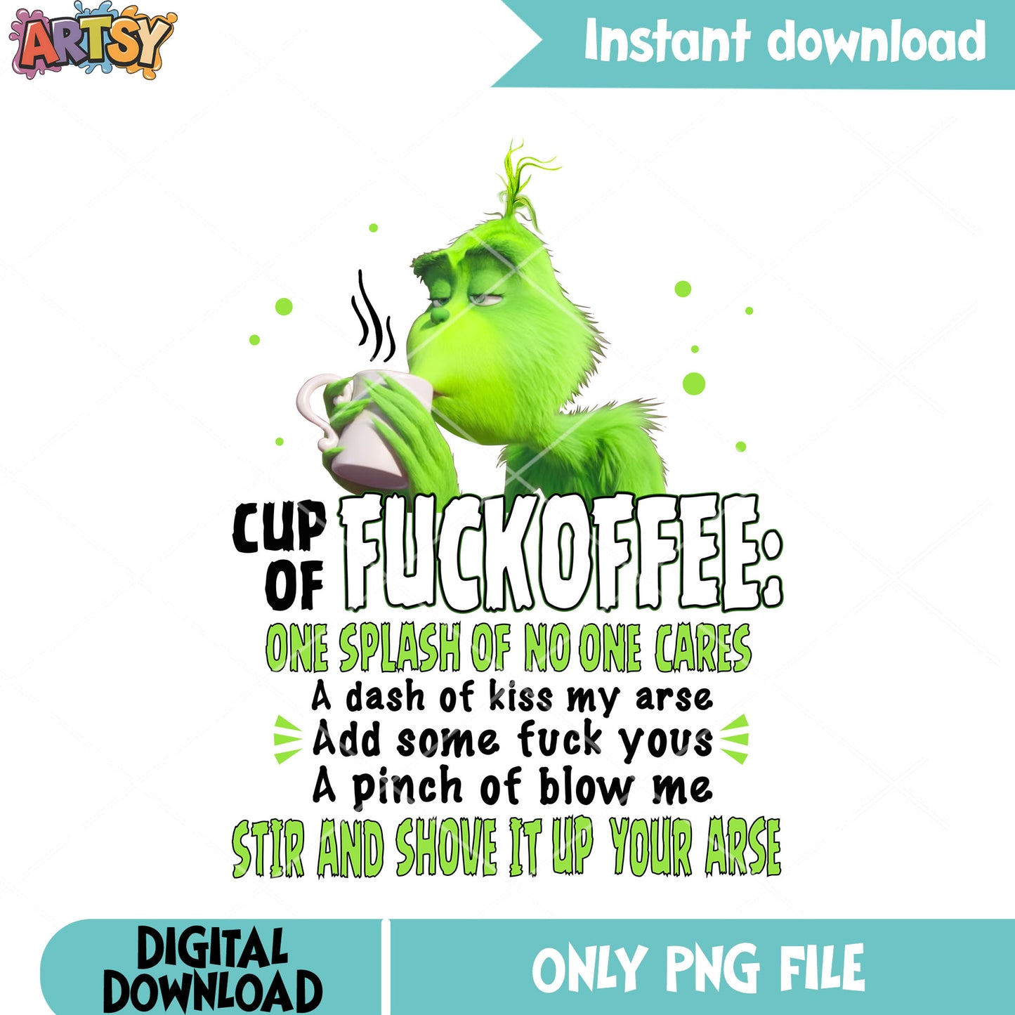 Stir and shove it up your ads png, christmas cards png, the grinch png