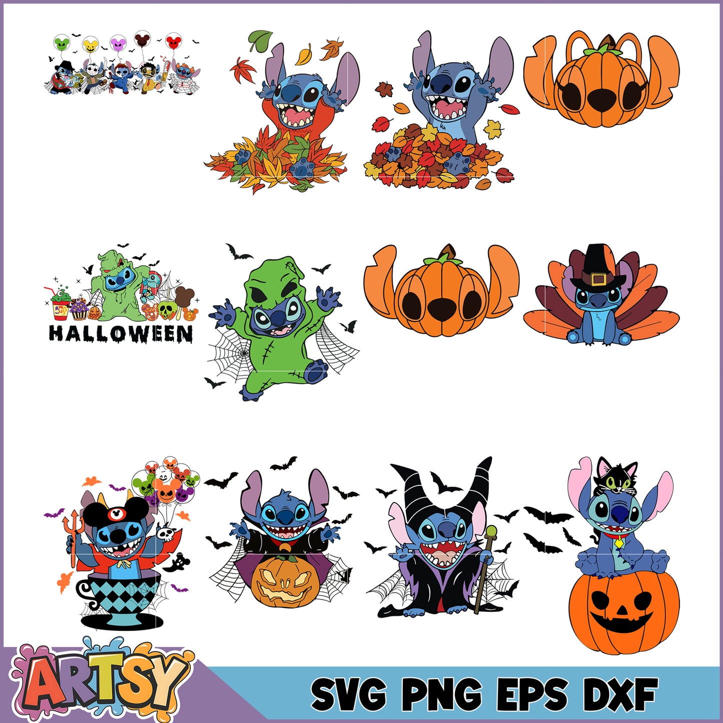 Stitch Halloween SVG Bundle PNG, EPS, DXF