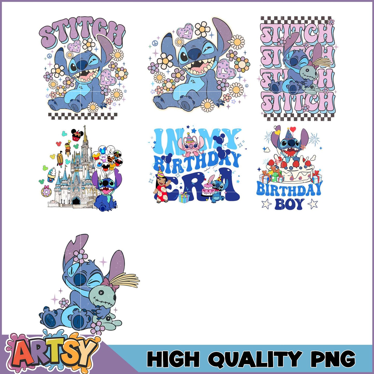 Stitch PNG Bundle Cute Designs for Shirts & Crafts