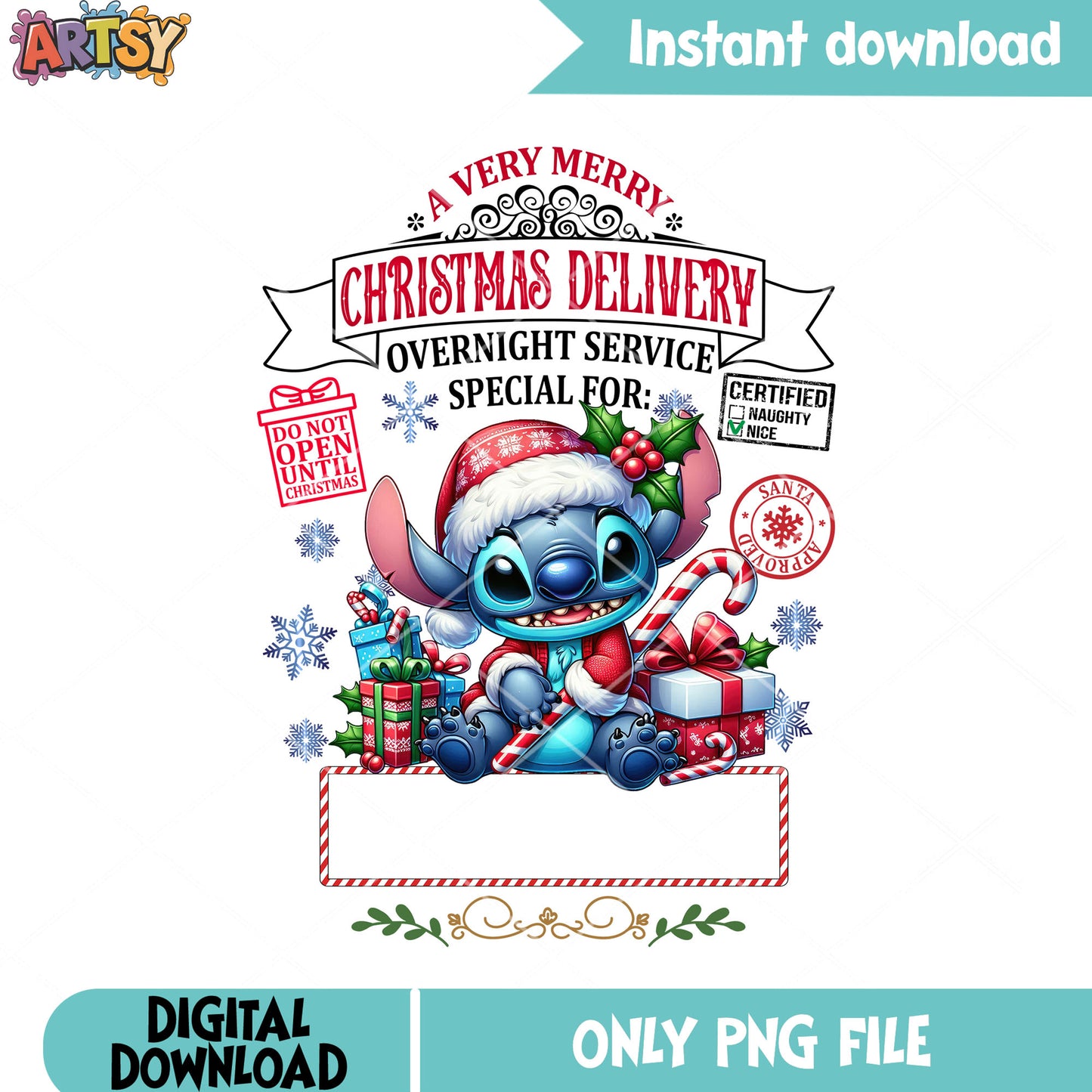 Stitch tiny xmas png, lilo and stitch png, disney christmas png