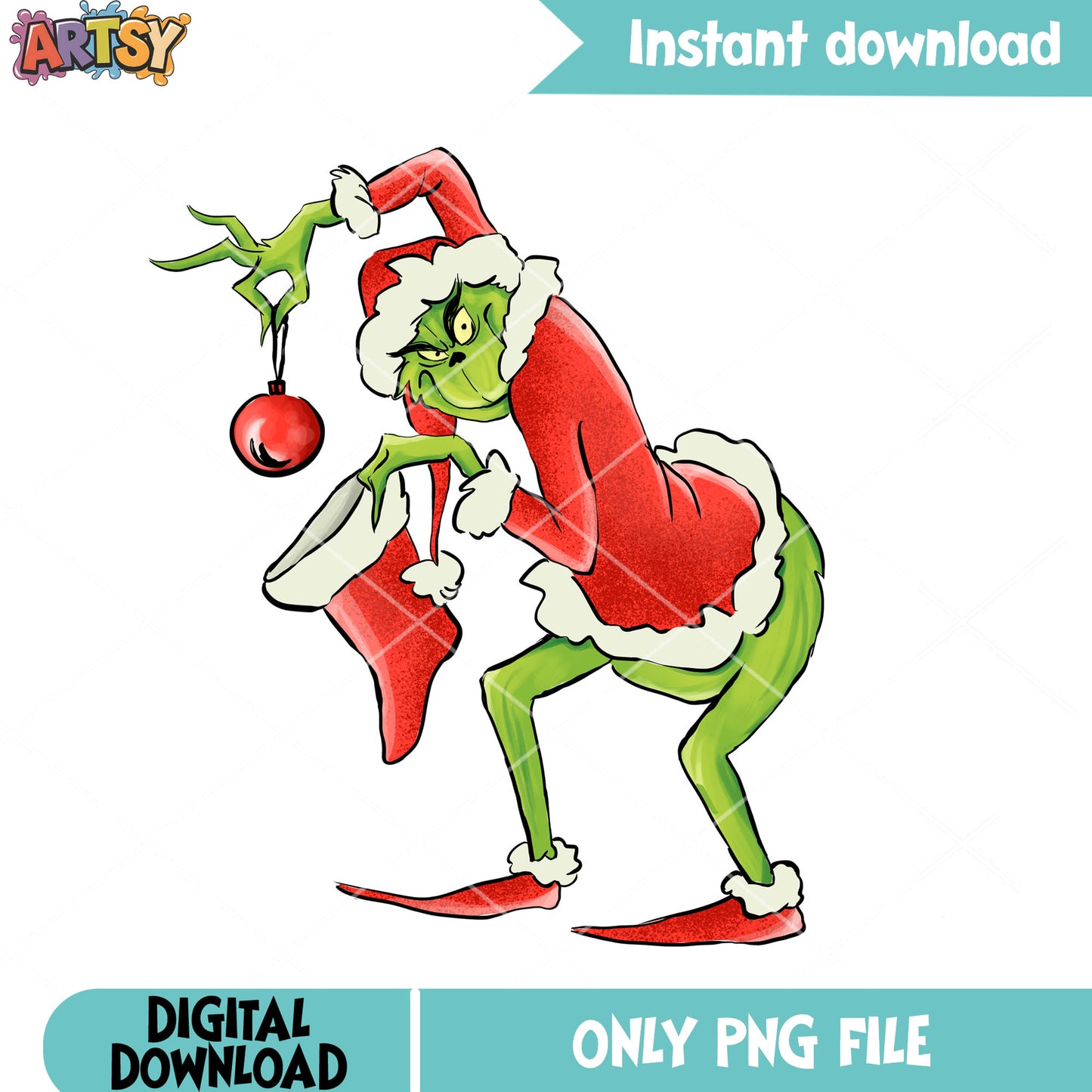 Stole christmas grinch png, christmas sock png, santa claus costume png