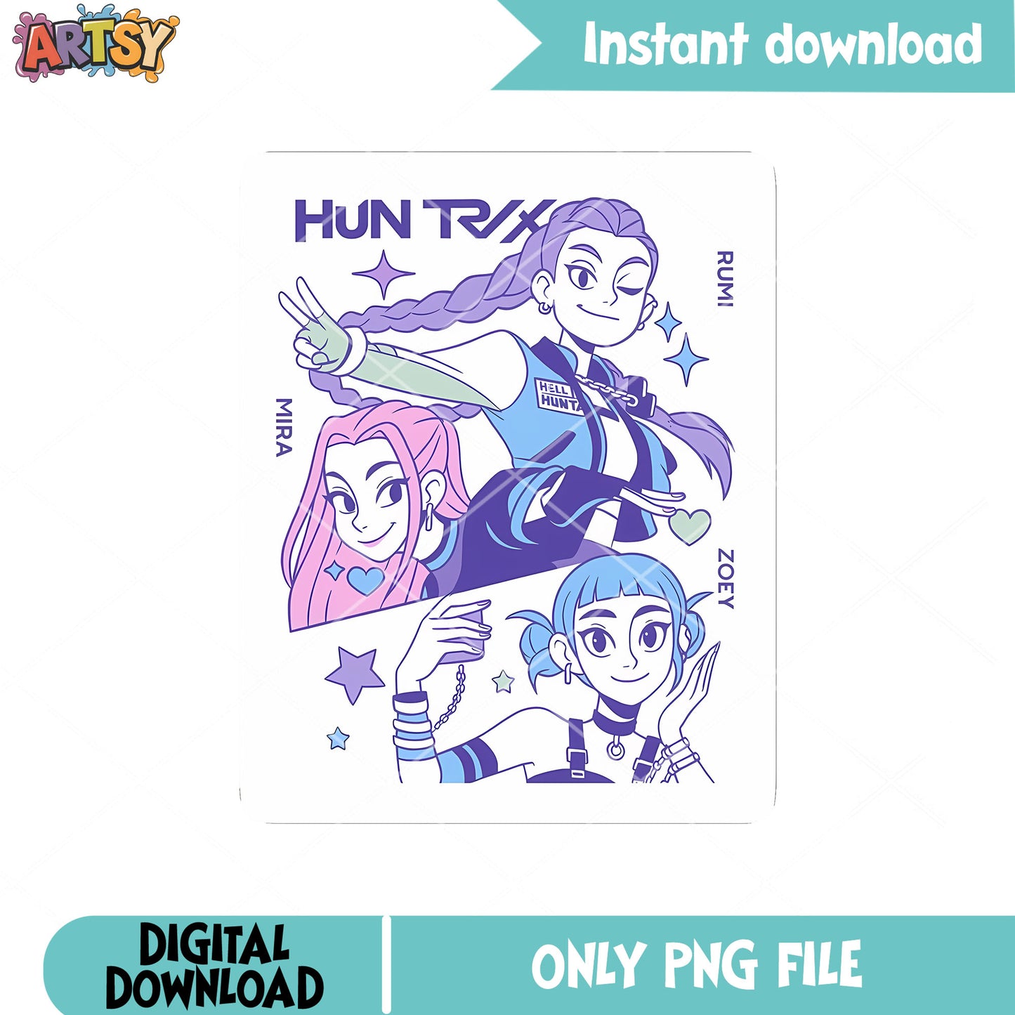 Stunning huntrix girl card png, huntrix member png, huntrix movie png
