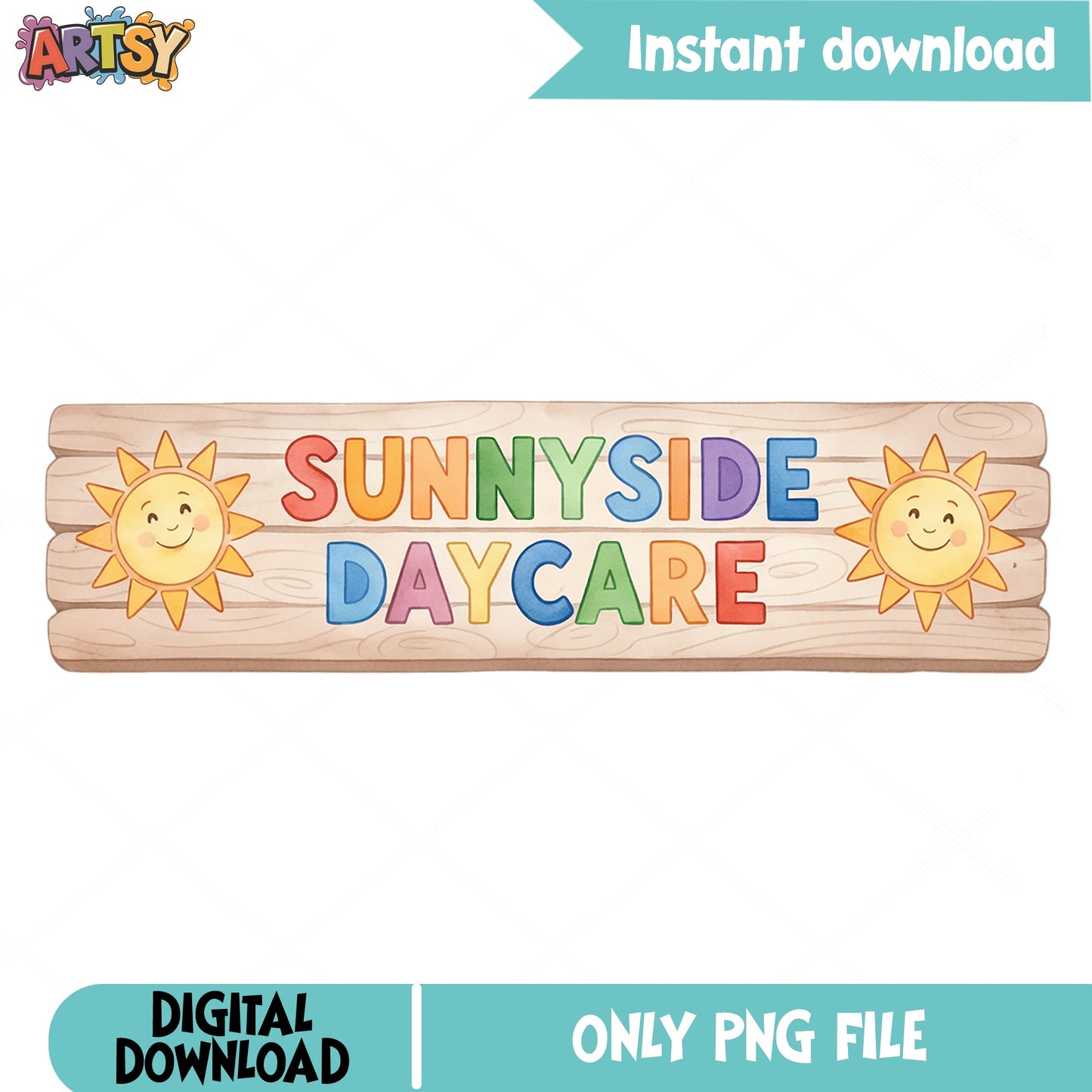 Sunnyside Daycare PNG, Cute Sun Sign Clipart, Daycare PNG