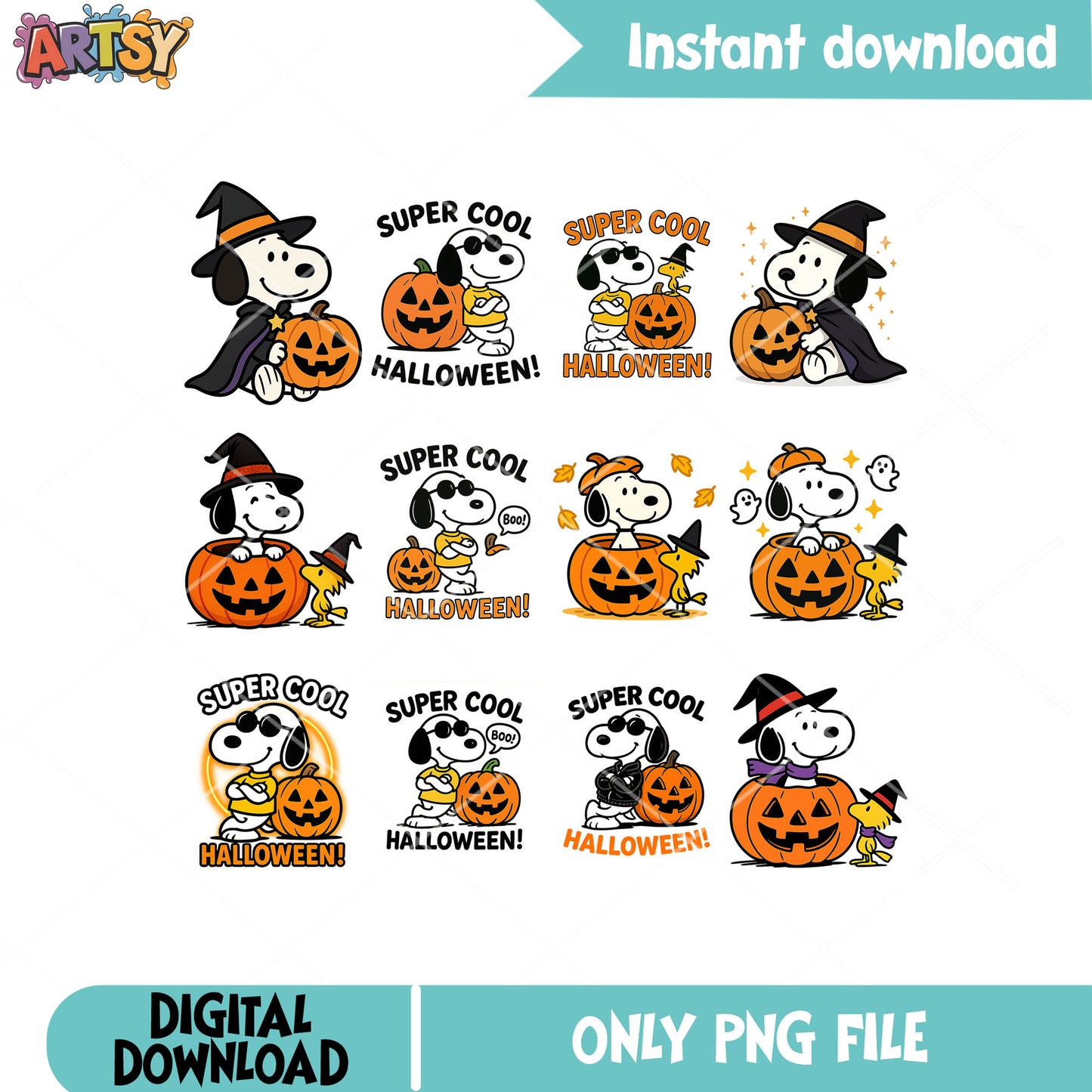Super cool halloween png bundle, snoopy halloween png, snoopy dog png